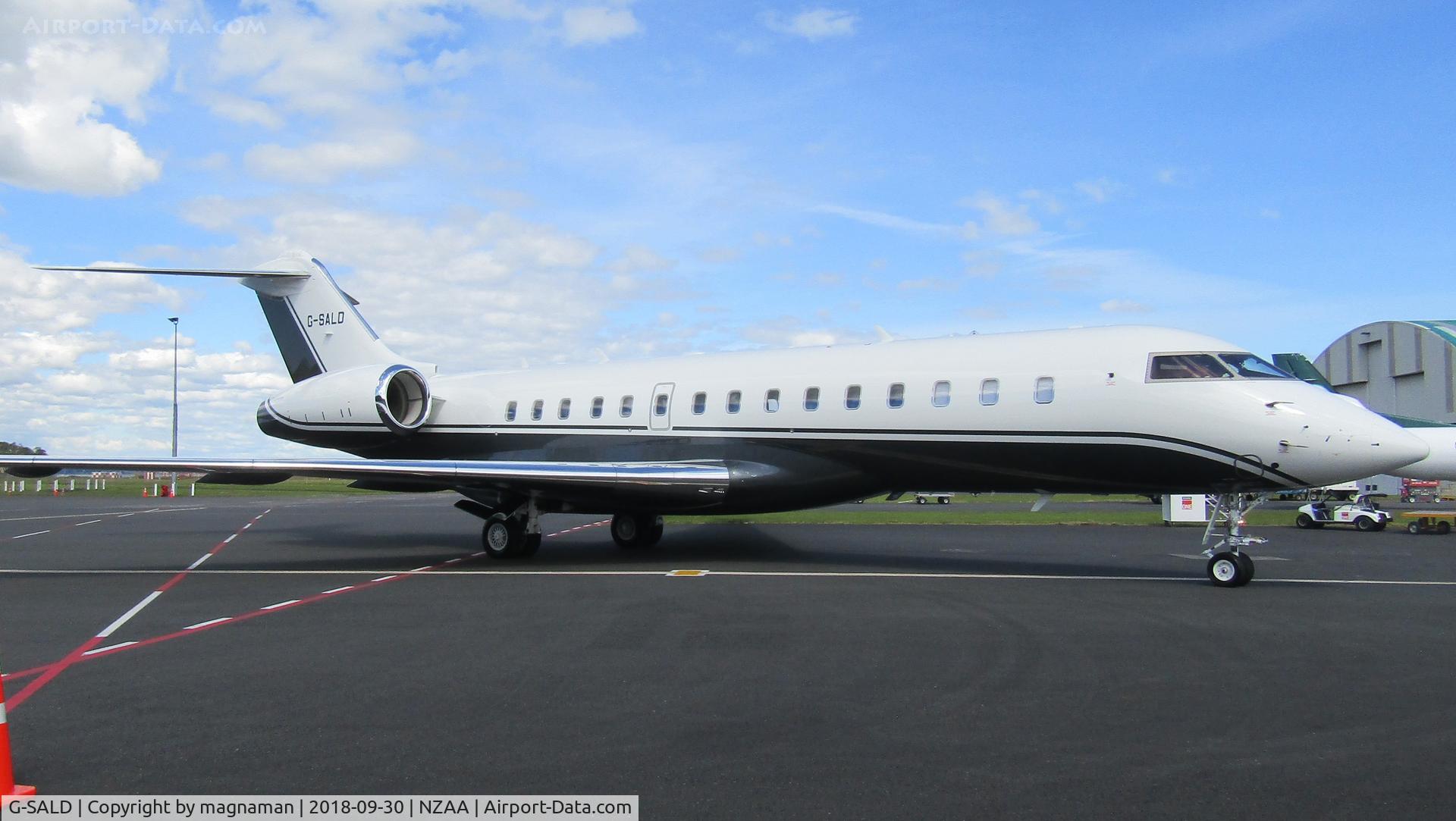 G-SALD, 2017 Bombardier BD-700-1A10 Global 6000 C/N 9781, at rest on stand