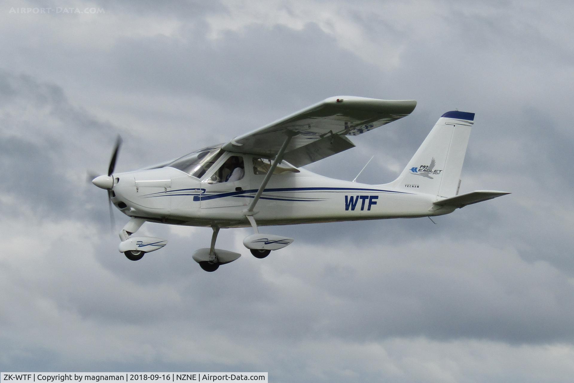 ZK-WTF, 2008 Tecnam P-92 Eaglet C/N 1127, landing at north shore
