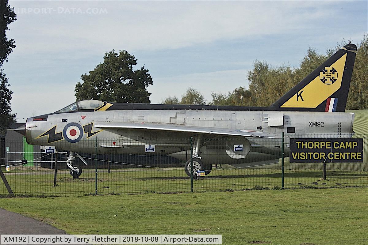 XM192, 1961 English Electric Lightning F.1A C/N 95090, At Thorpe Camp Visitor Centre at Woodhall Spa, Lincolnshire