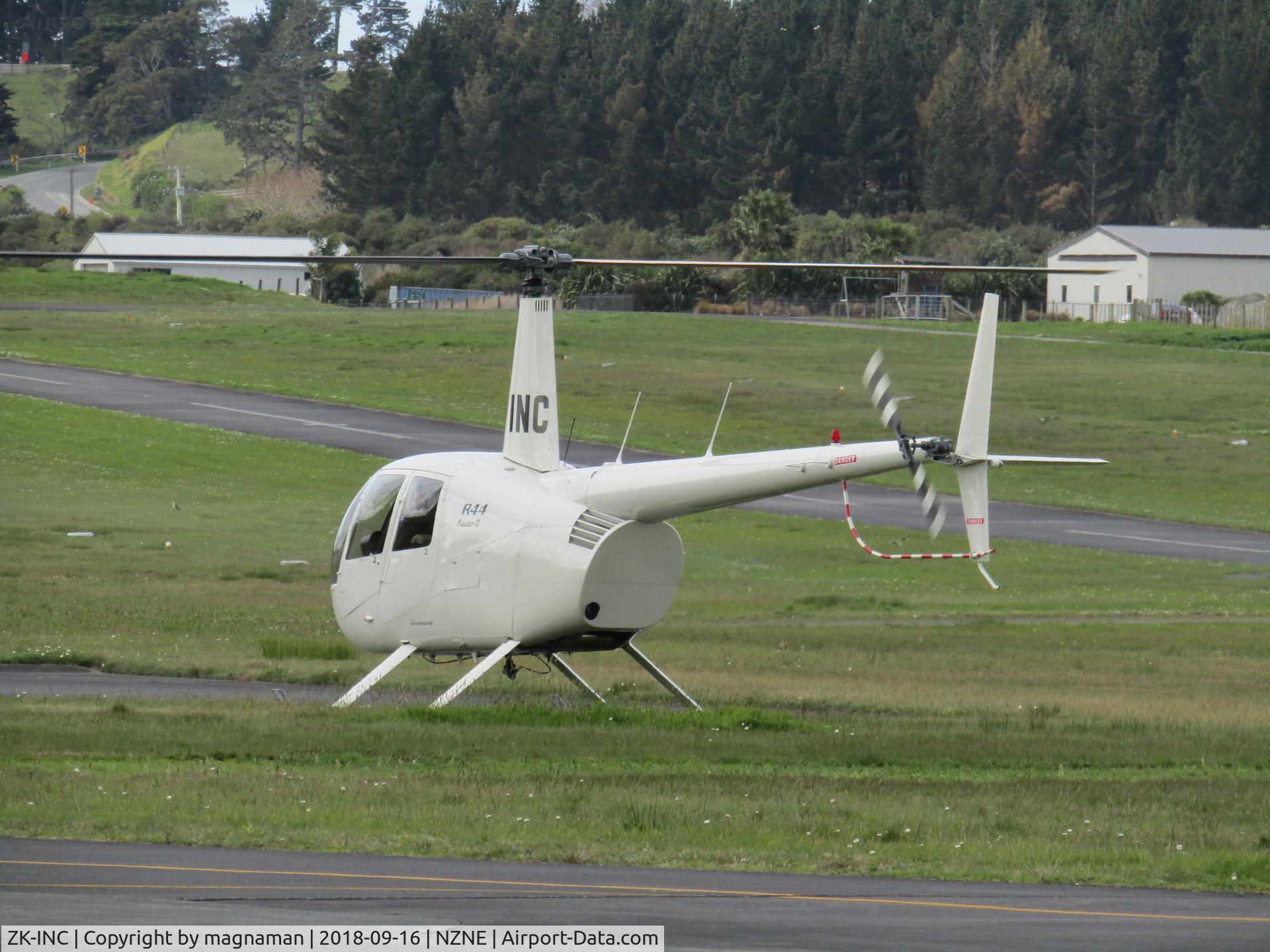 ZK-INC, 2006 Robinson R44 Raven II C/N 10940, view from club apron