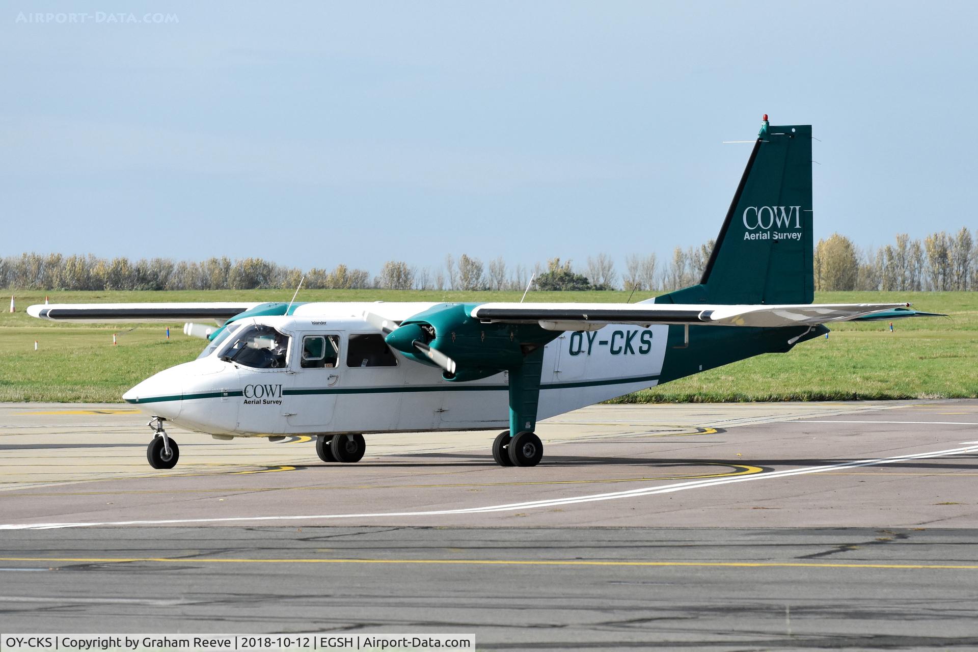 OY-CKS, 1976 Britten-Norman BN-2A-21 Islander C/N 553, Just landed at Norwich.