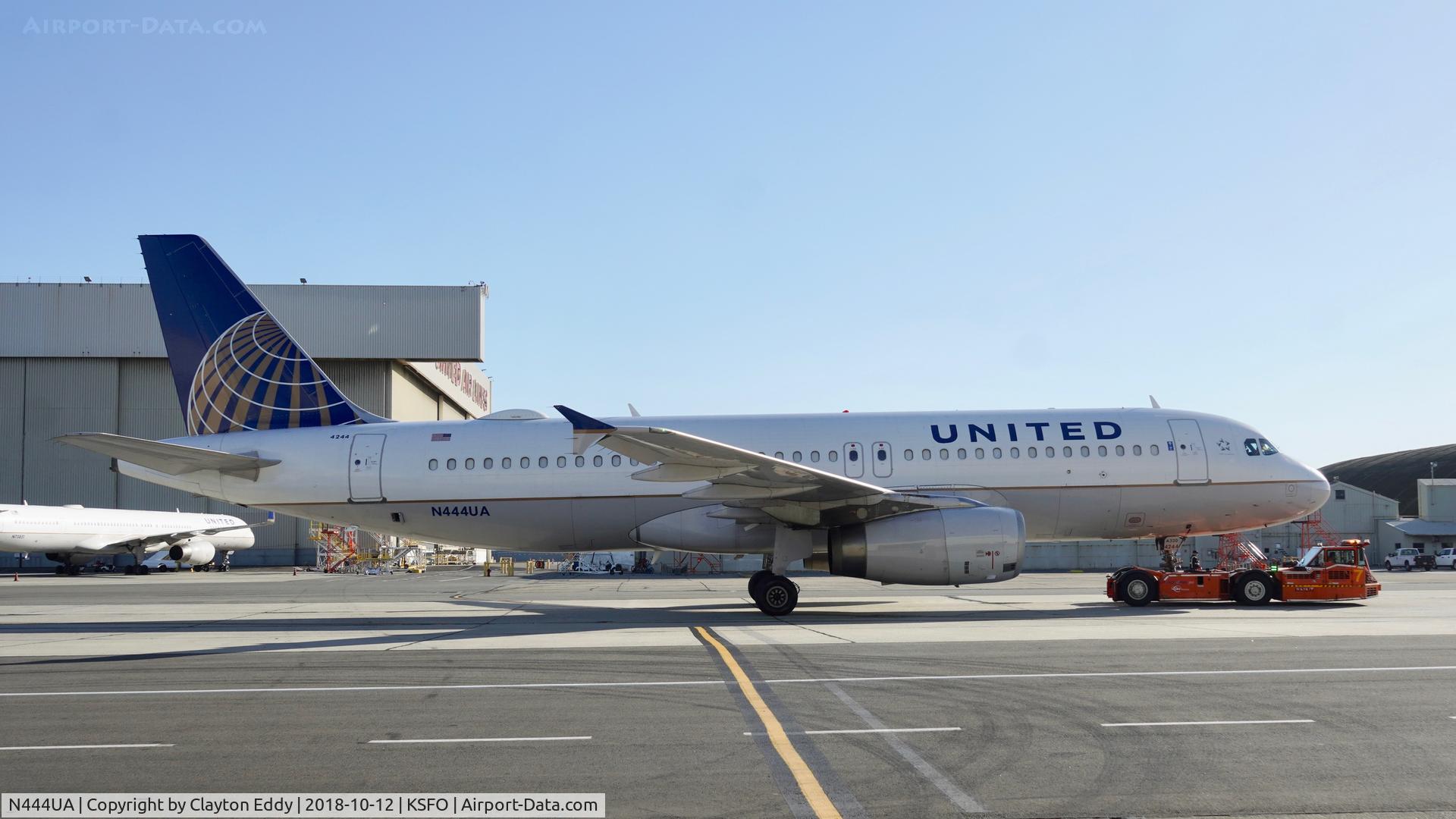 N444UA, 1998 Airbus A320-232 C/N 824, Off to work. SFO 2018.