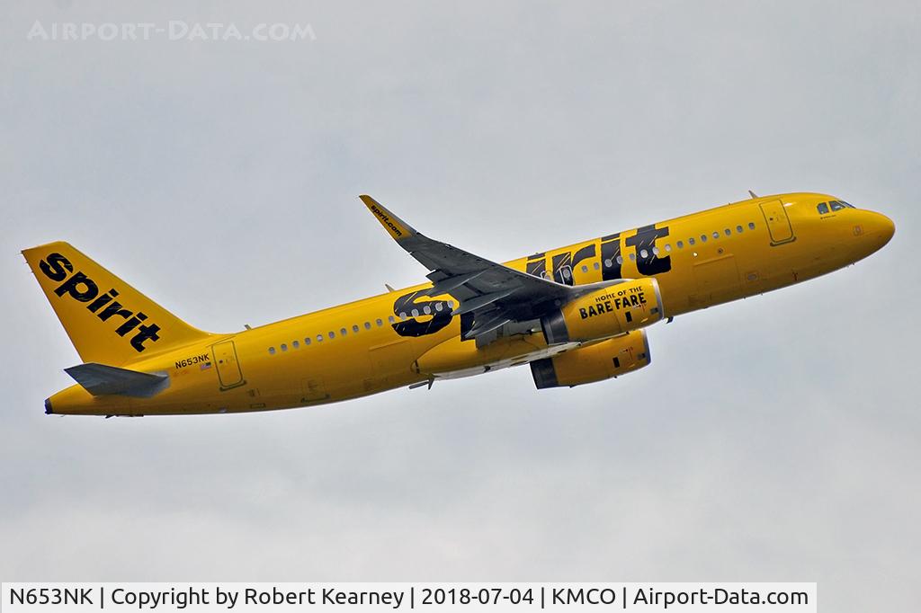 N653NK, 2018 Airbus A320-232 C/N 8012, Climbing out of r/w 36R