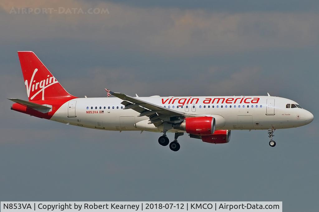 N853VA, 2012 Airbus A320-214 C/N 5034, On short final r/w 18R
