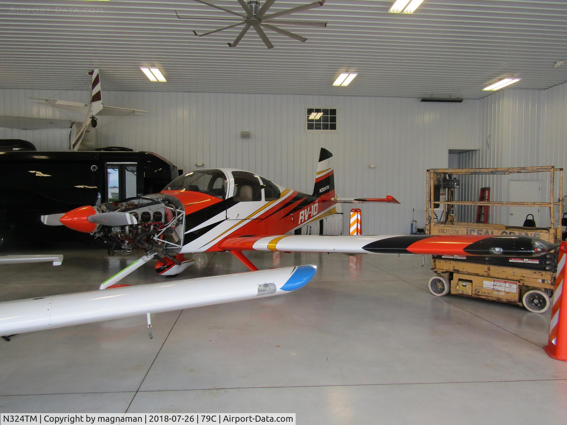 N324TM, Vans RV-10 C/N 40351, in hangar at brennand