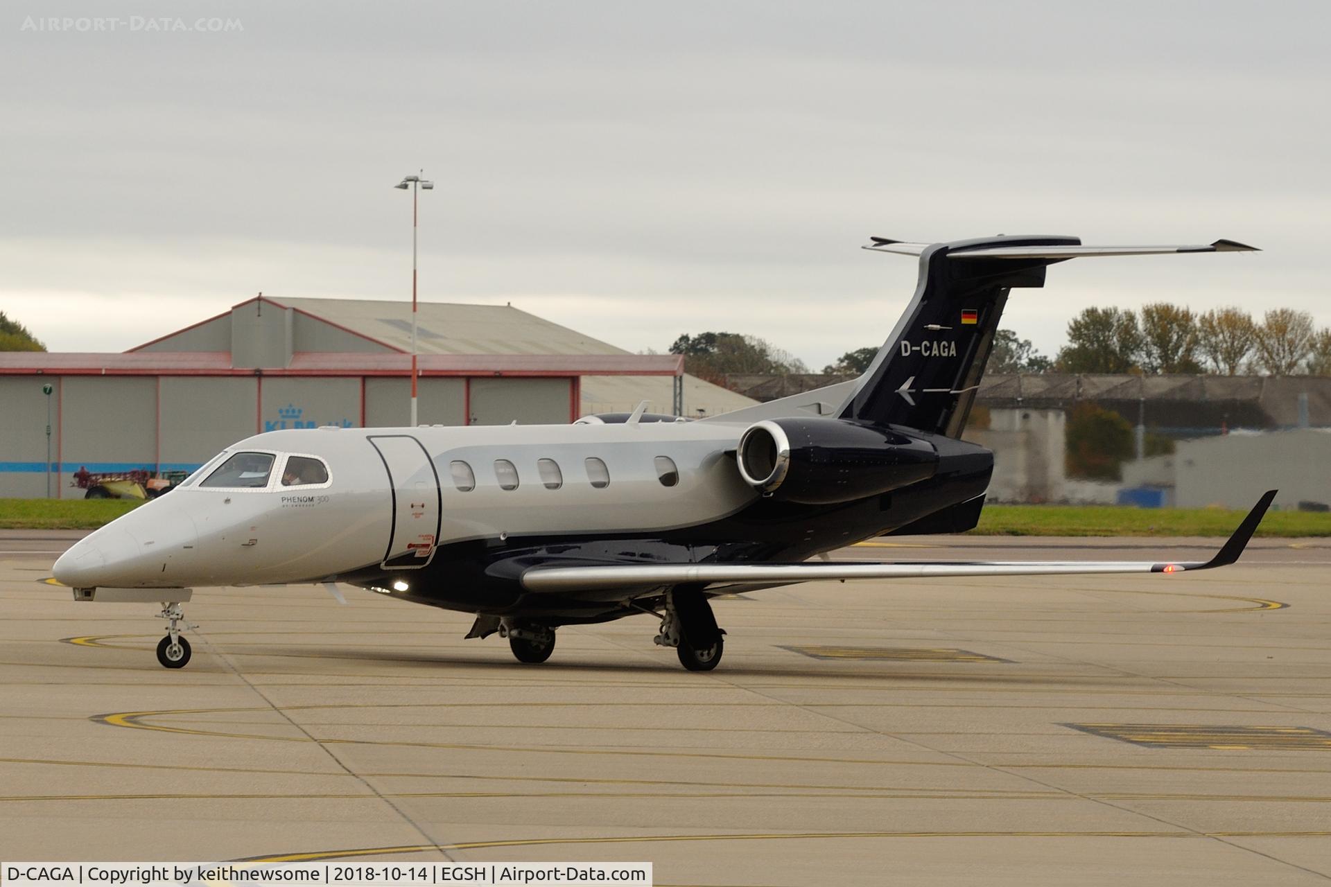 D-CAGA, 2017 Embraer EMB-505 Phenom 300 C/N 50500376, Leaving Norwich for Munich.