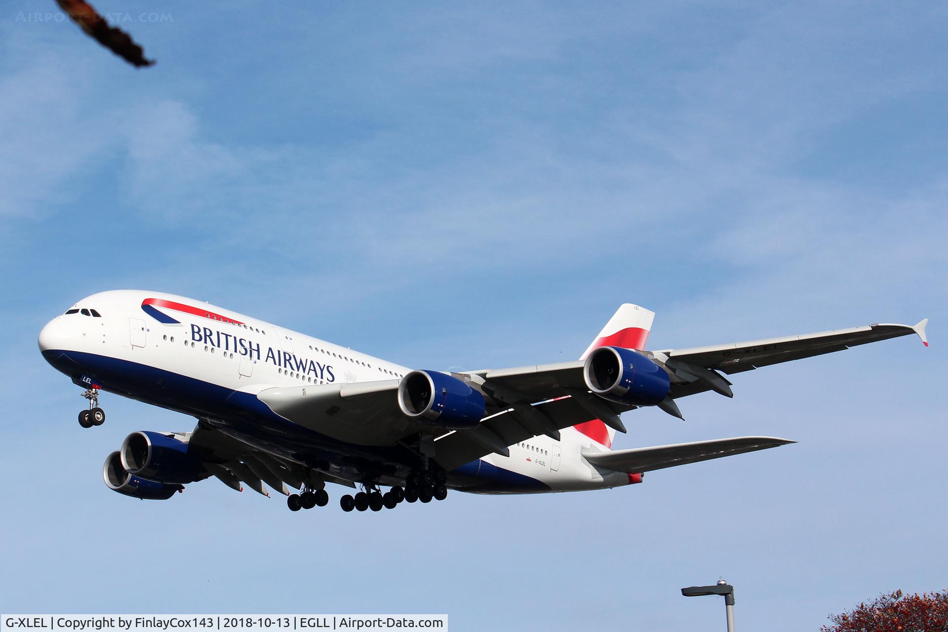 G-XLEL, 2016 Airbus A380-841 C/N 215, Landing at London Heathrow (LHR) from San Francisco (SFO) as BA286