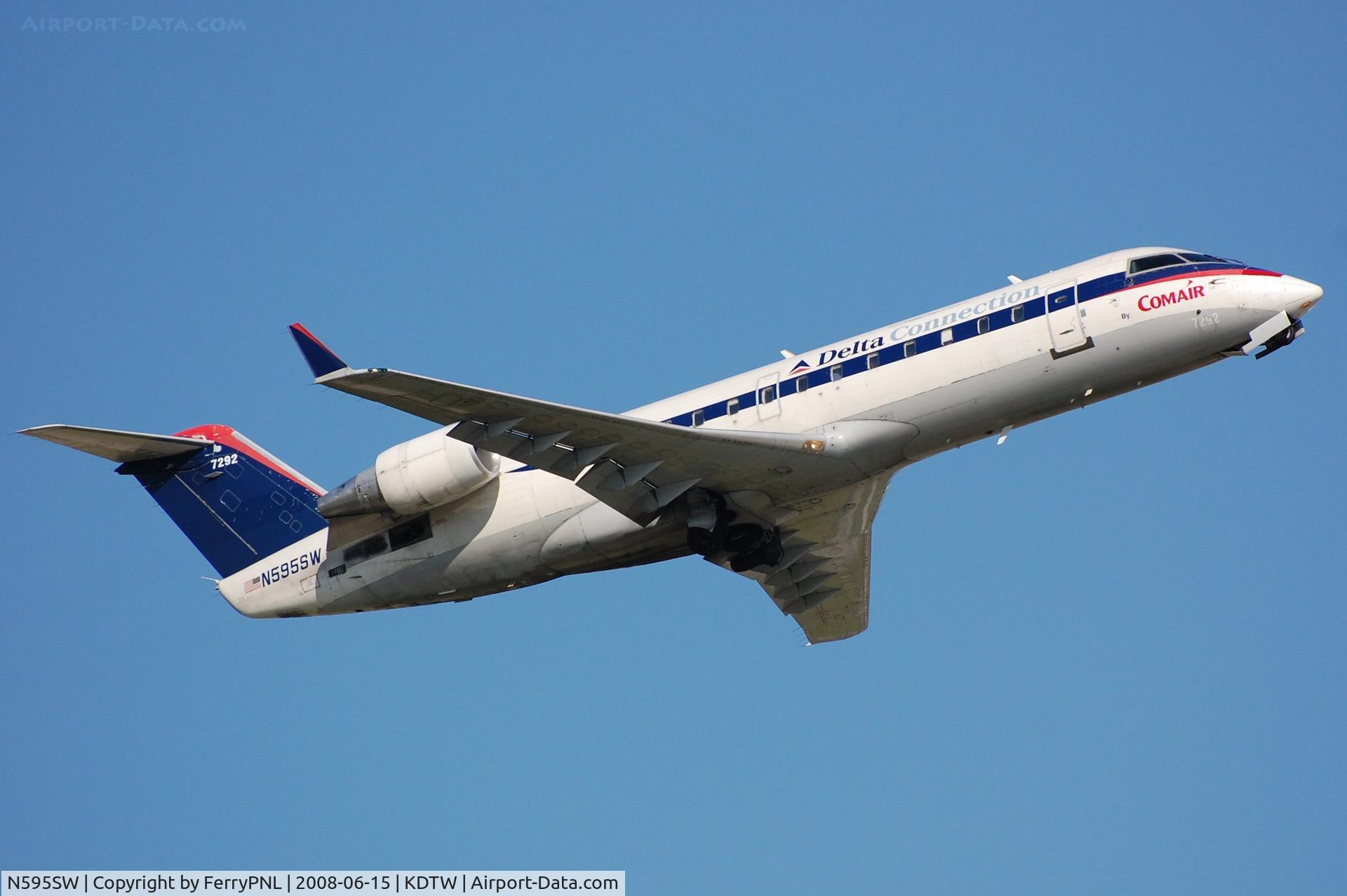 N595SW, 1999 Bombardier CRJ-100ER (CL-600-2B19) C/N 7292, Comair CL100 operating a Delta Connection flight