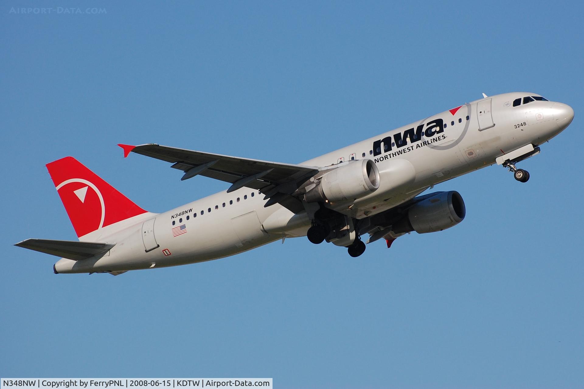 N348NW, 1993 Airbus A320-212 C/N 410, Departure of NWA A320