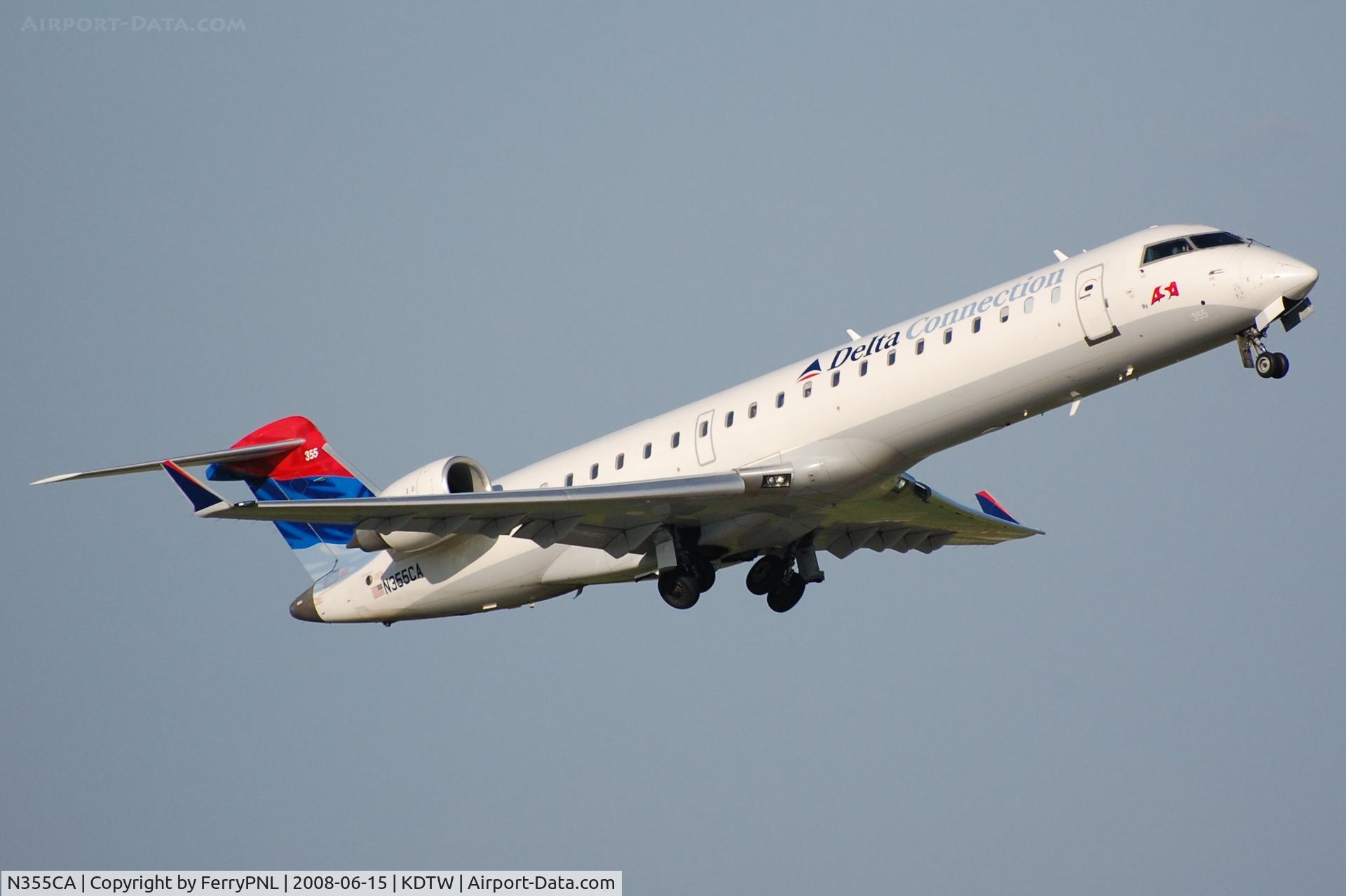 N355CA, 2002 Bombardier CRJ-701ER (CL-600-2C10) Regional Jet C/N 10067, Delta Connection CL700 departing