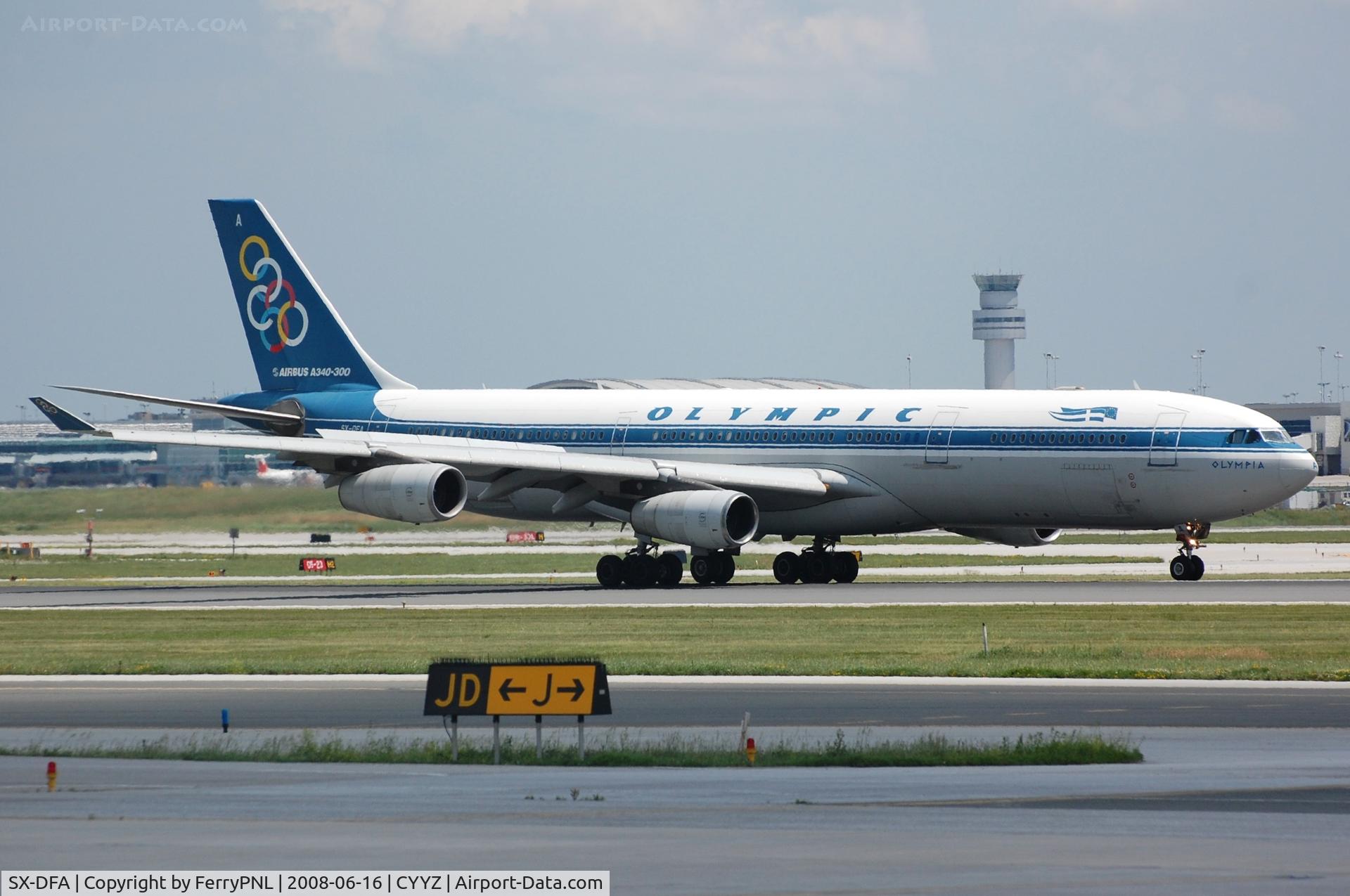 SX-DFA, 1999 Airbus A340-313 C/N 235, Olympic A343 arriving in Toronto
