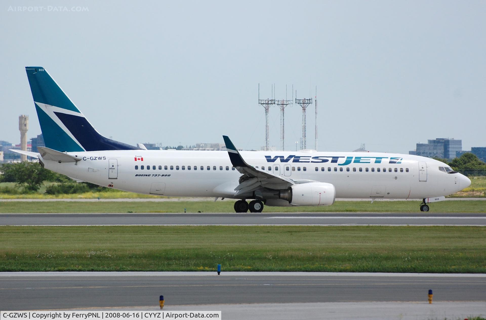 C-GZWS, 2005 Boeing 737-8CT C/N 32770, Westjet VB738 arrived in YYZ