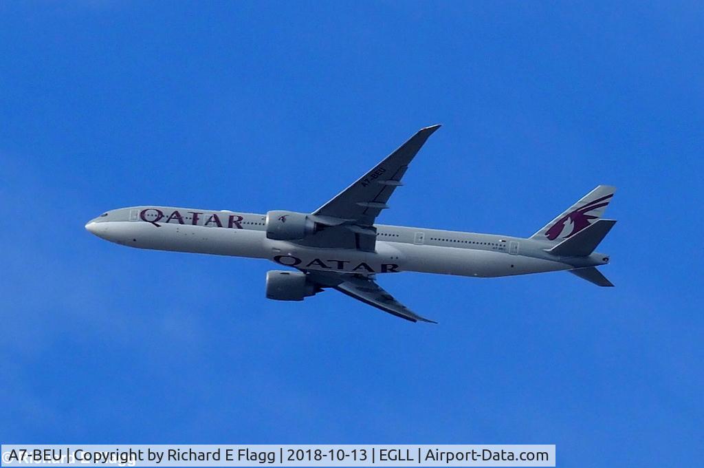 A7-BEU, 2018 Boeing 777-3DZ/ER C/N 65302, Approaching LHR