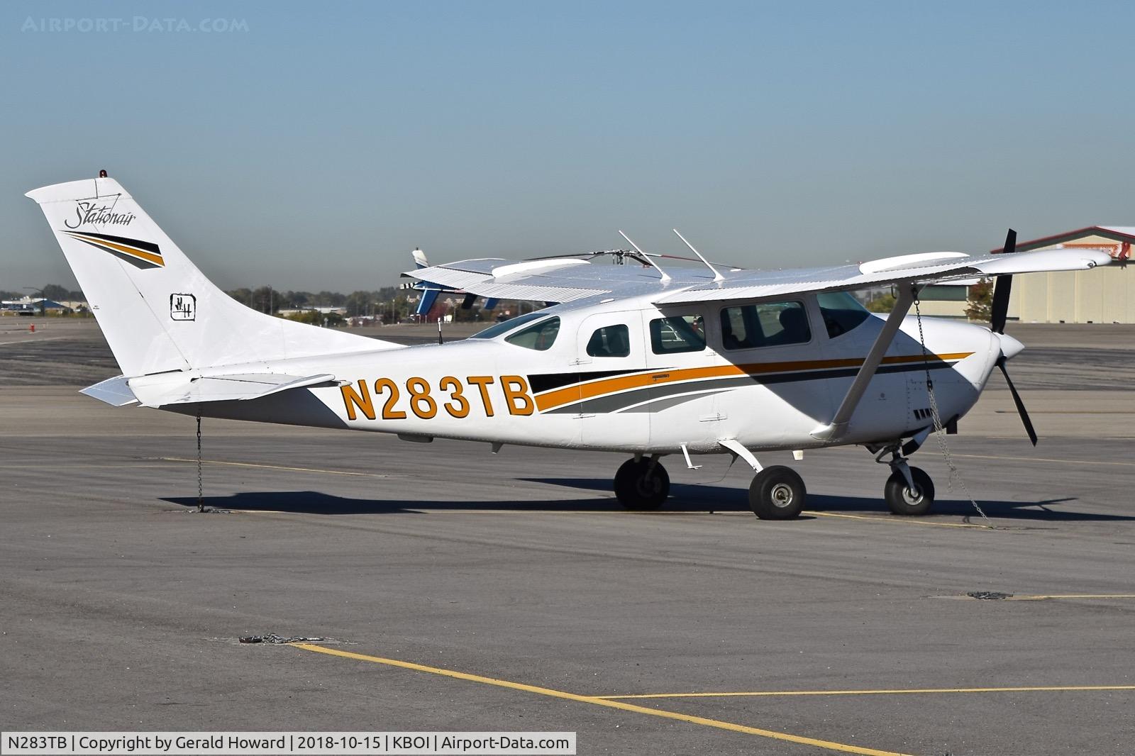 N283TB, 1977 Cessna TU206G Turbo Stationair C/N U20603956, parked on the north GA ramp.