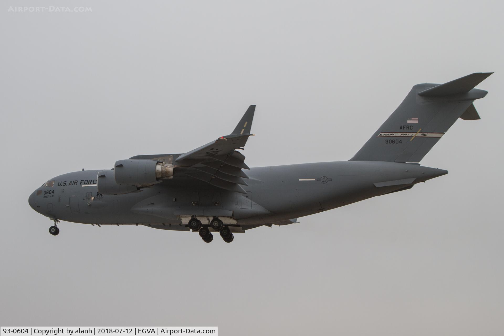 93-0604, 1994 McDonnell Douglas C-17A Globemaster III C/N F-23/P-20, Arriving at RIAT 2018