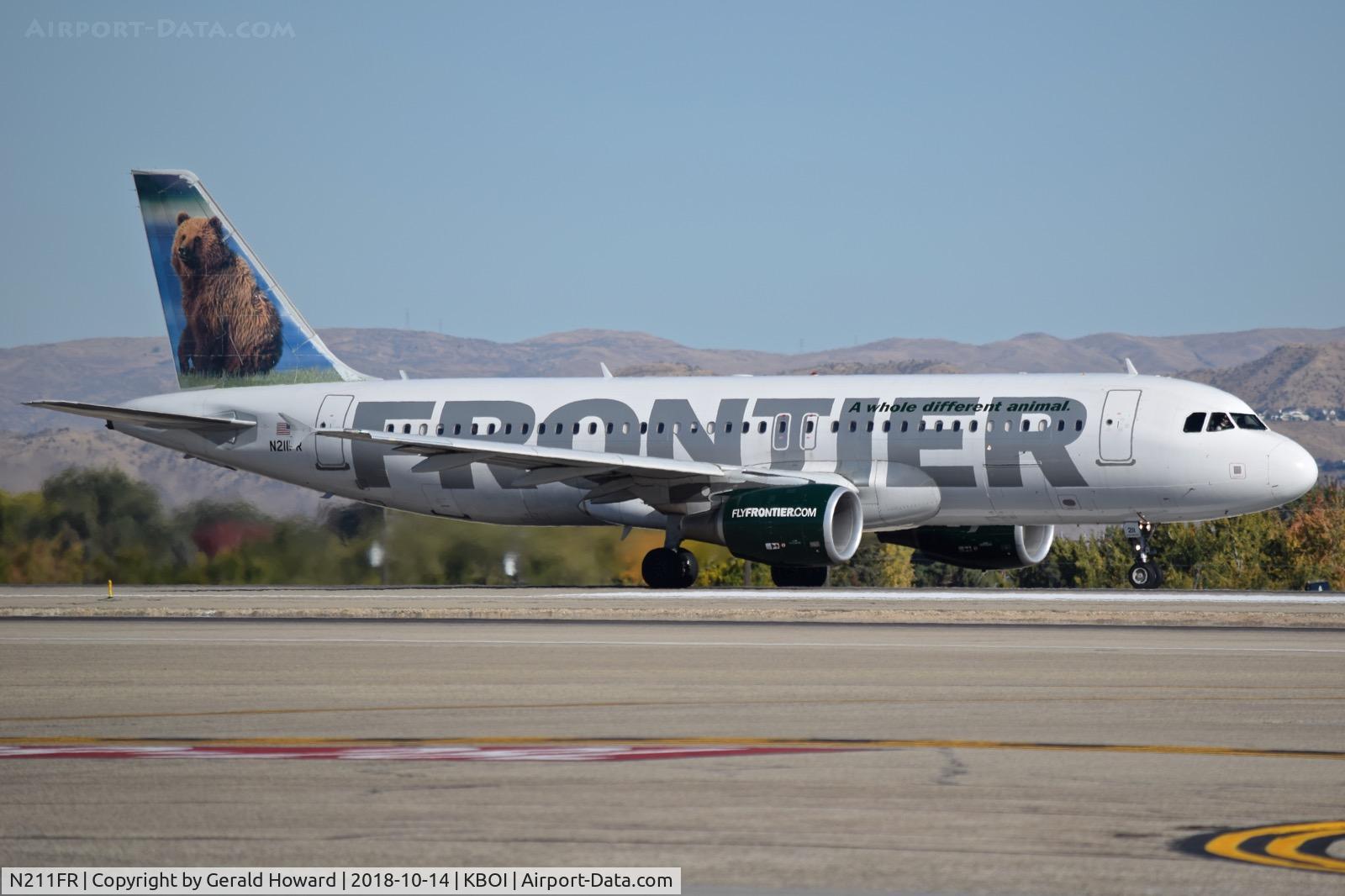 N211FR, 2011 Airbus A320-214 C/N 4688, Starting take off run on RWY 10L.