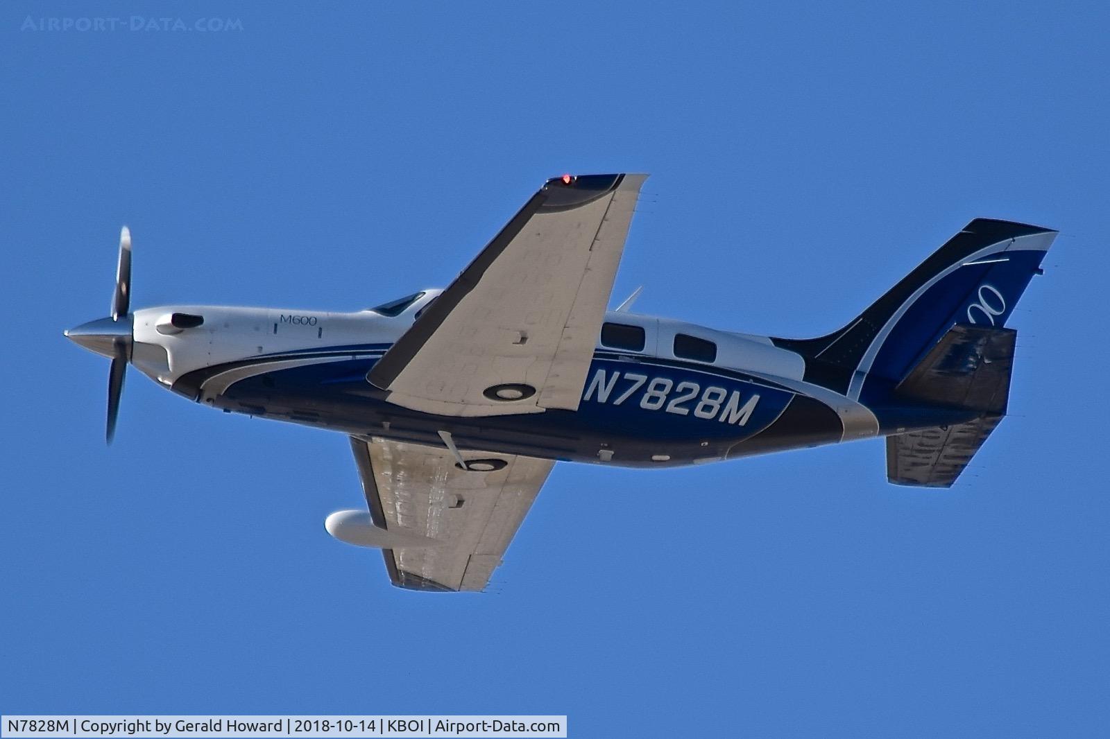 N7828M, 2016 Piper PA-46-600TP C/N 4698009, Departing RWY 28L.