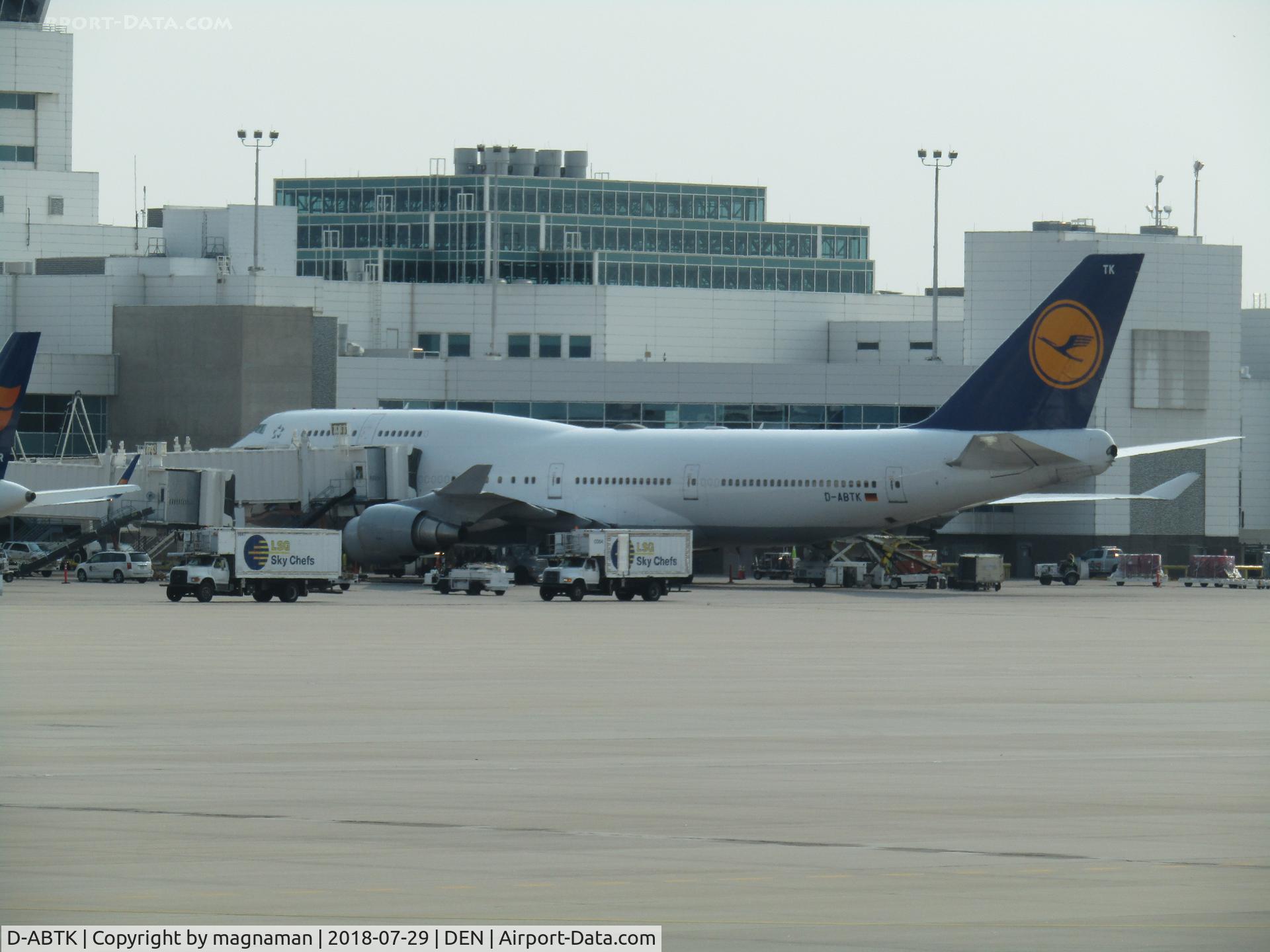 D-ABTK, 2001 Boeing 747-430 C/N 29871, on stand at denver