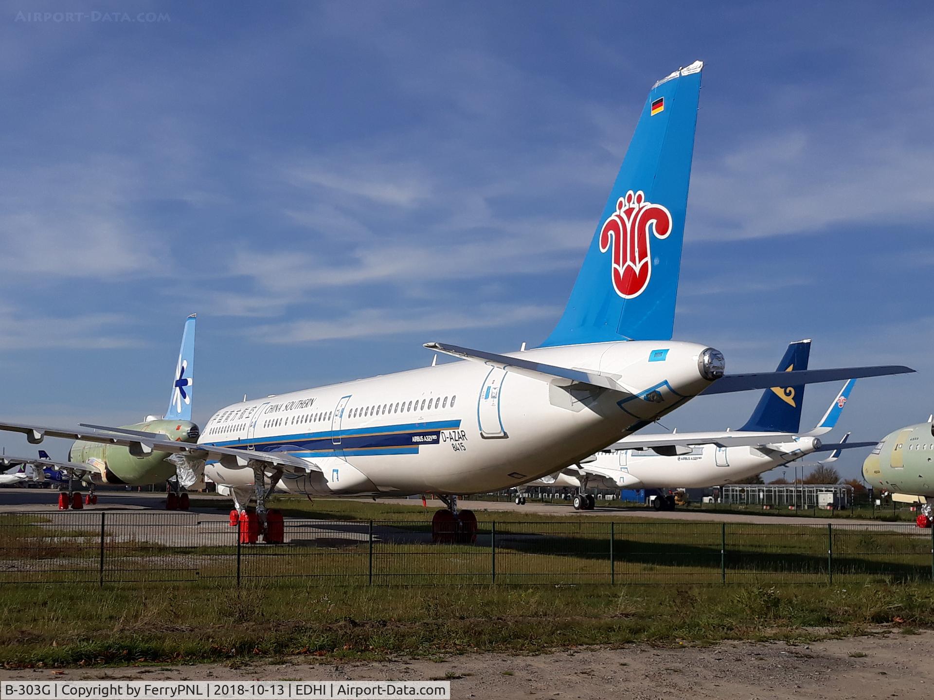 B-303G, 2018 Airbus A321-271N C/N 8415, China Southern A321Neo waiting for completion in Hamburg with temp reg D-AZAR