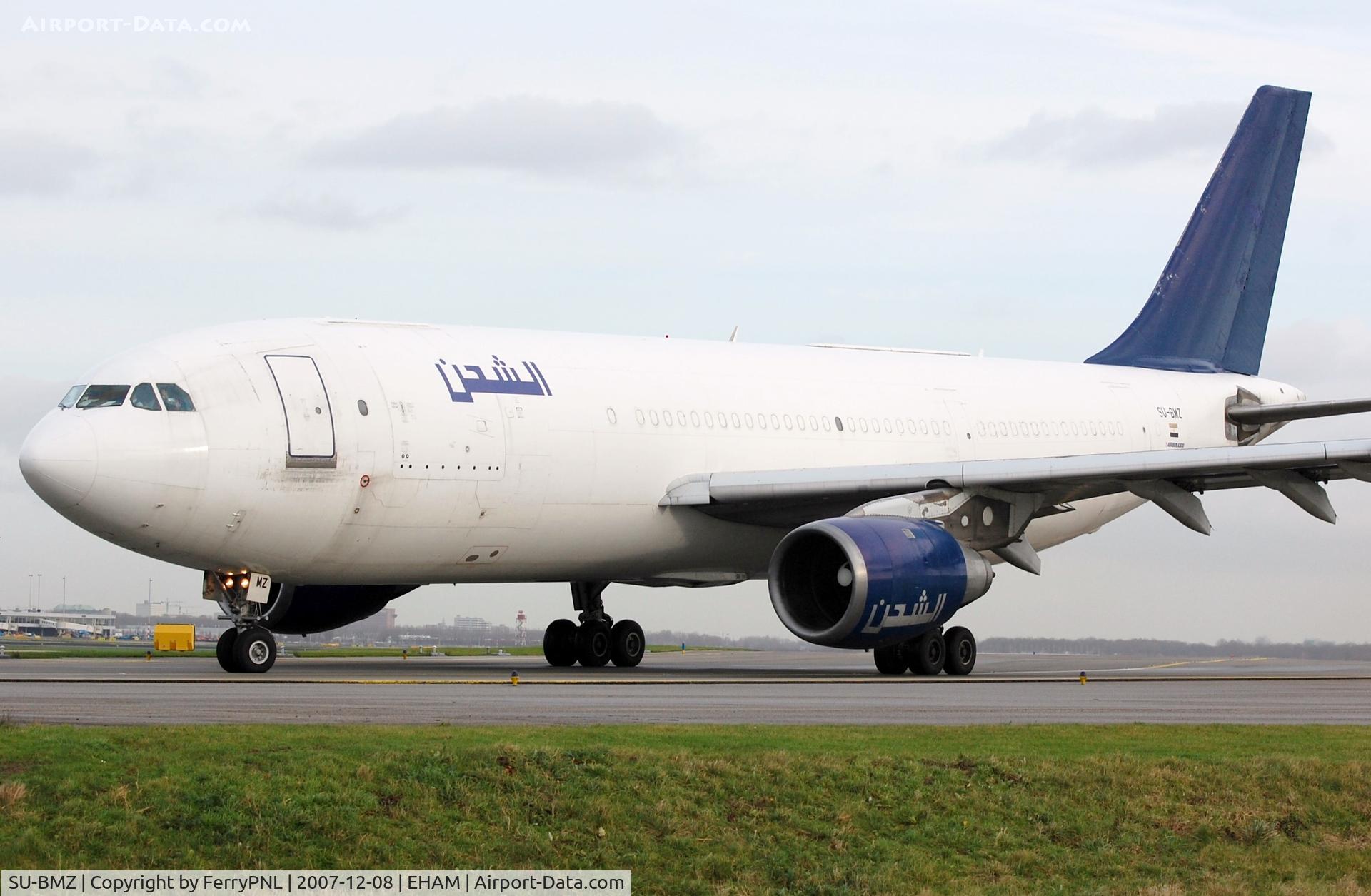 SU-BMZ, 1981 Airbus A300B4-203 C/N 129, Tristar Air A300 freighter leaving Schiphol.