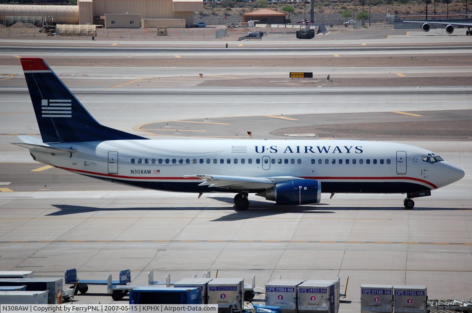 N308AW, 1990 Boeing 737-3G7 C/N 24710, US Airways B733 is now a freighter: TS-ICB	with Express Air Cargo
