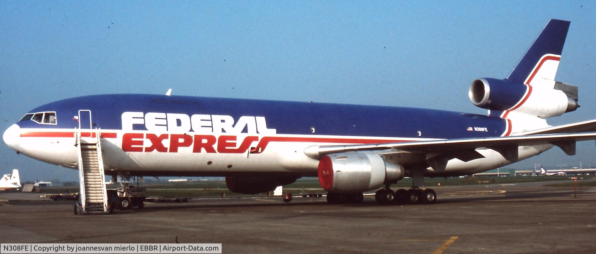 N308FE, 1986 McDonnell Douglas MD-10-30F C/N 48297, BRUSSELS FEDEX HUB '90s