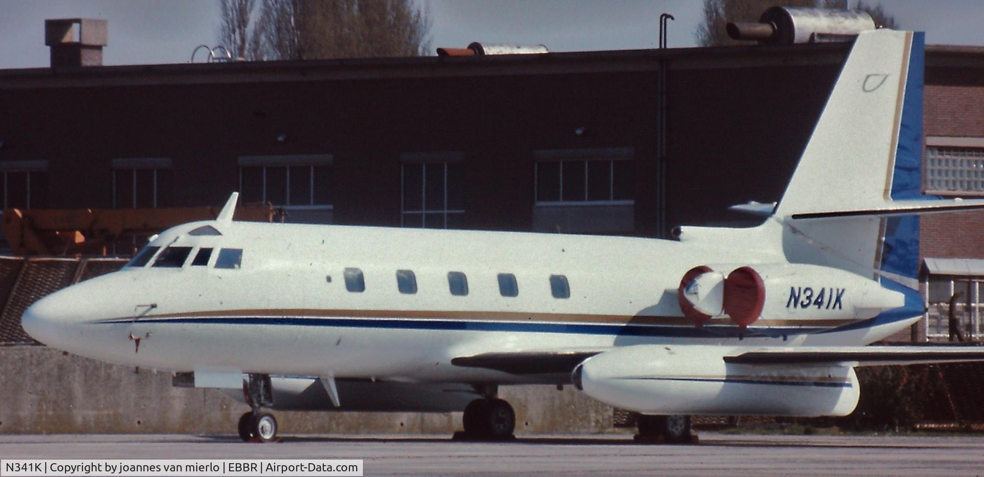 N341K, 1979 Lockheed L-1329-25 JetStar II C/N 5223, EBBR GENERAL AVIATION TERMINAL '90s scan/slide
