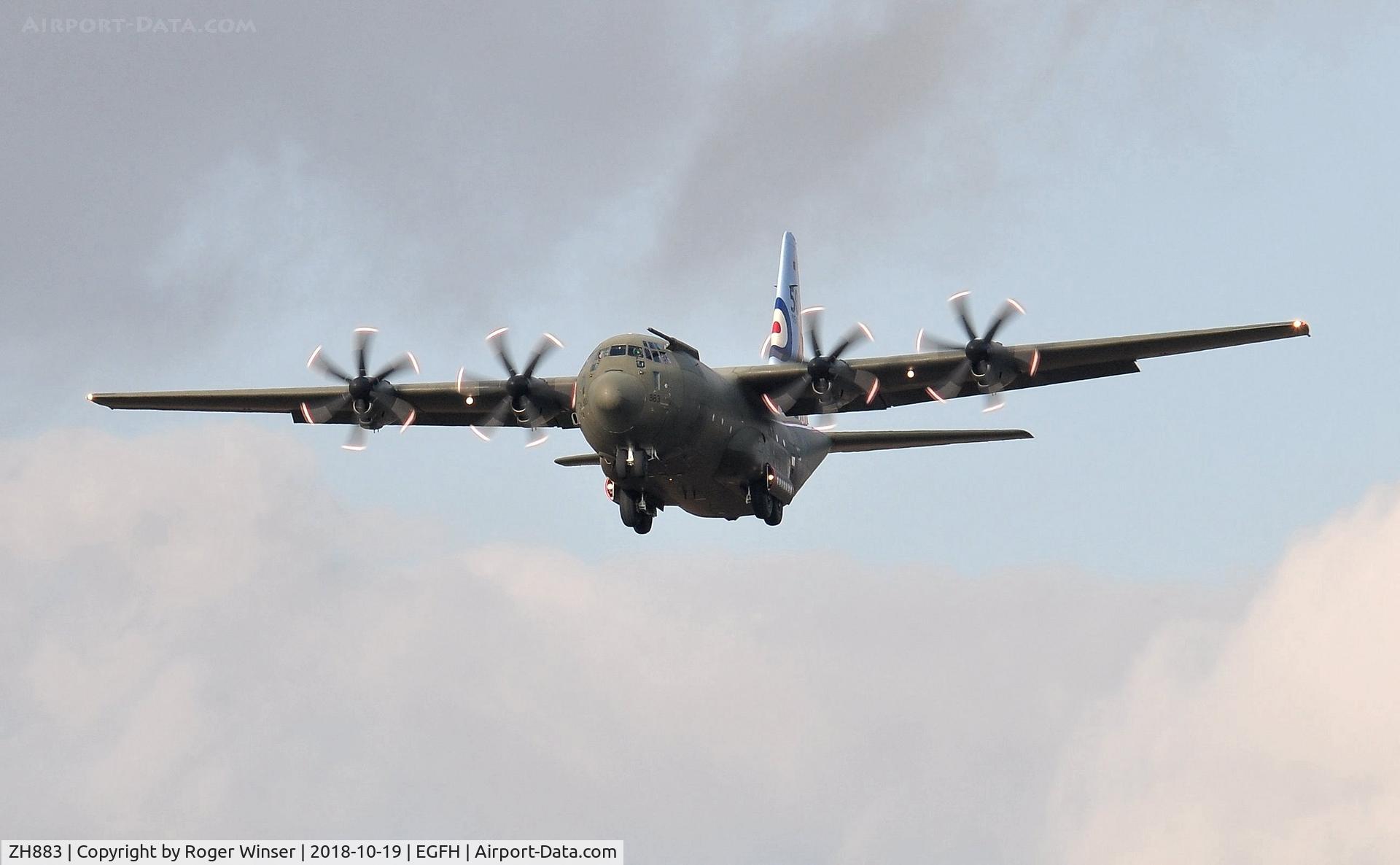 ZH883, 1999 Lockheed Martin C-130J Hercules C.5 C/N 382-5481, Low pass by RAF Hercules C.5 aircraft coded 883 of the Brize Norton Transport Wing.
