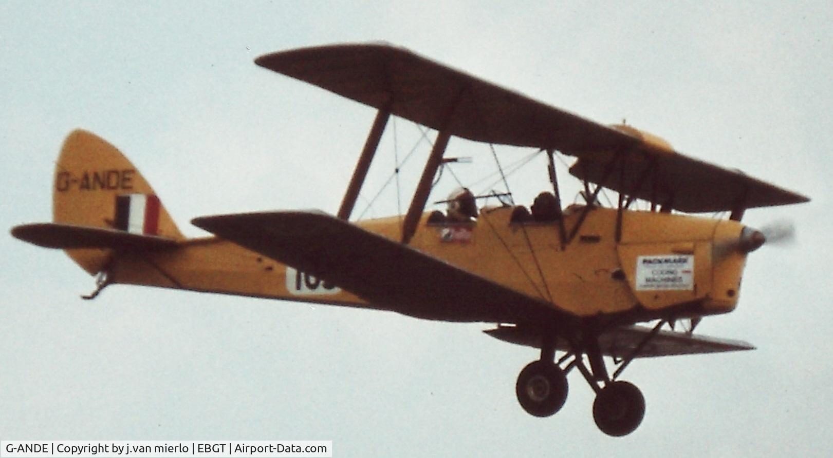 G-ANDE, 1943 De Havilland DH-82A Tiger Moth II C/N 85957, STELLA AIR RACE Ghent, Belgium end70s