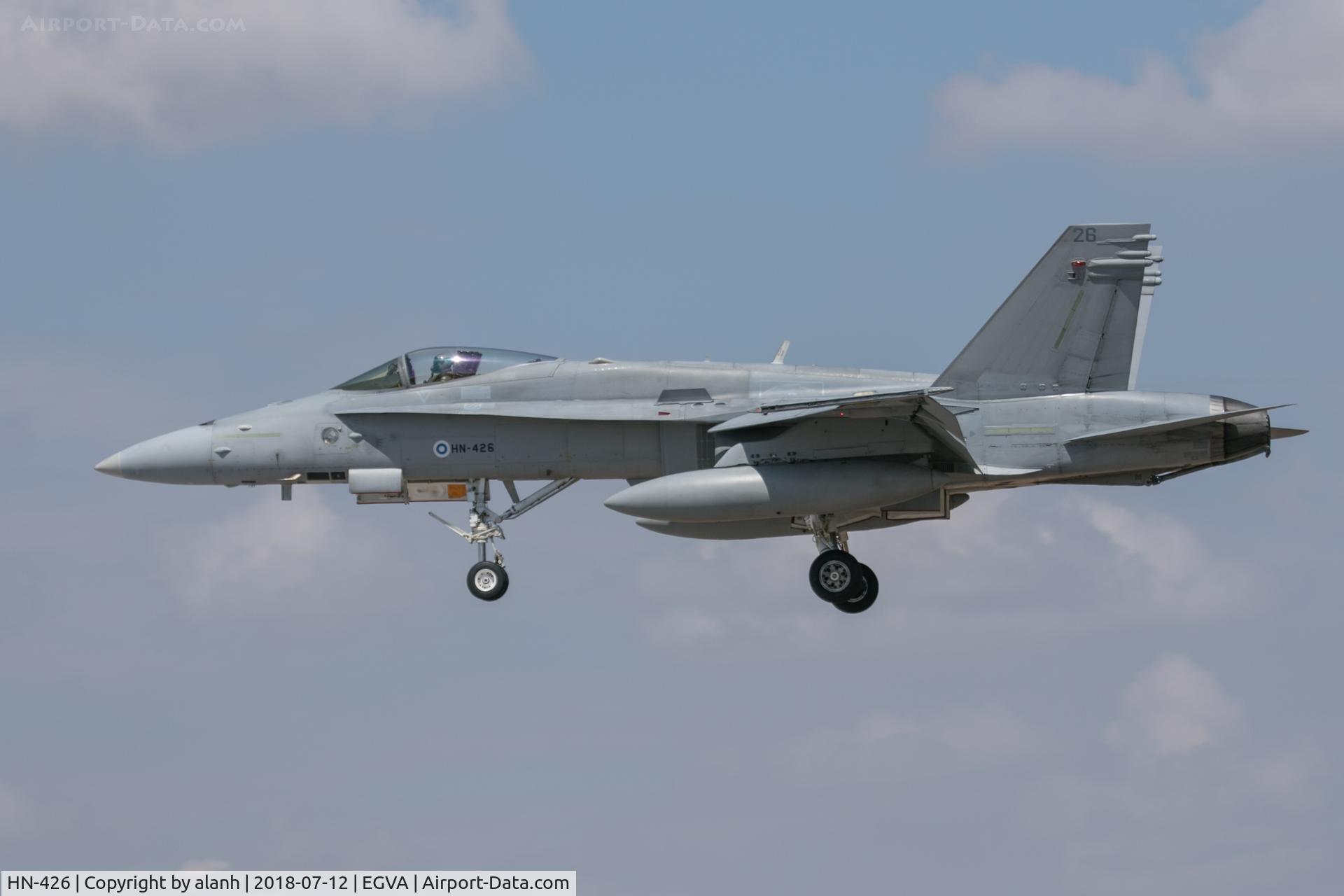HN-426, McDonnell Douglas F-18C Hornet C/N 1425, Arrival at RIAT 2018