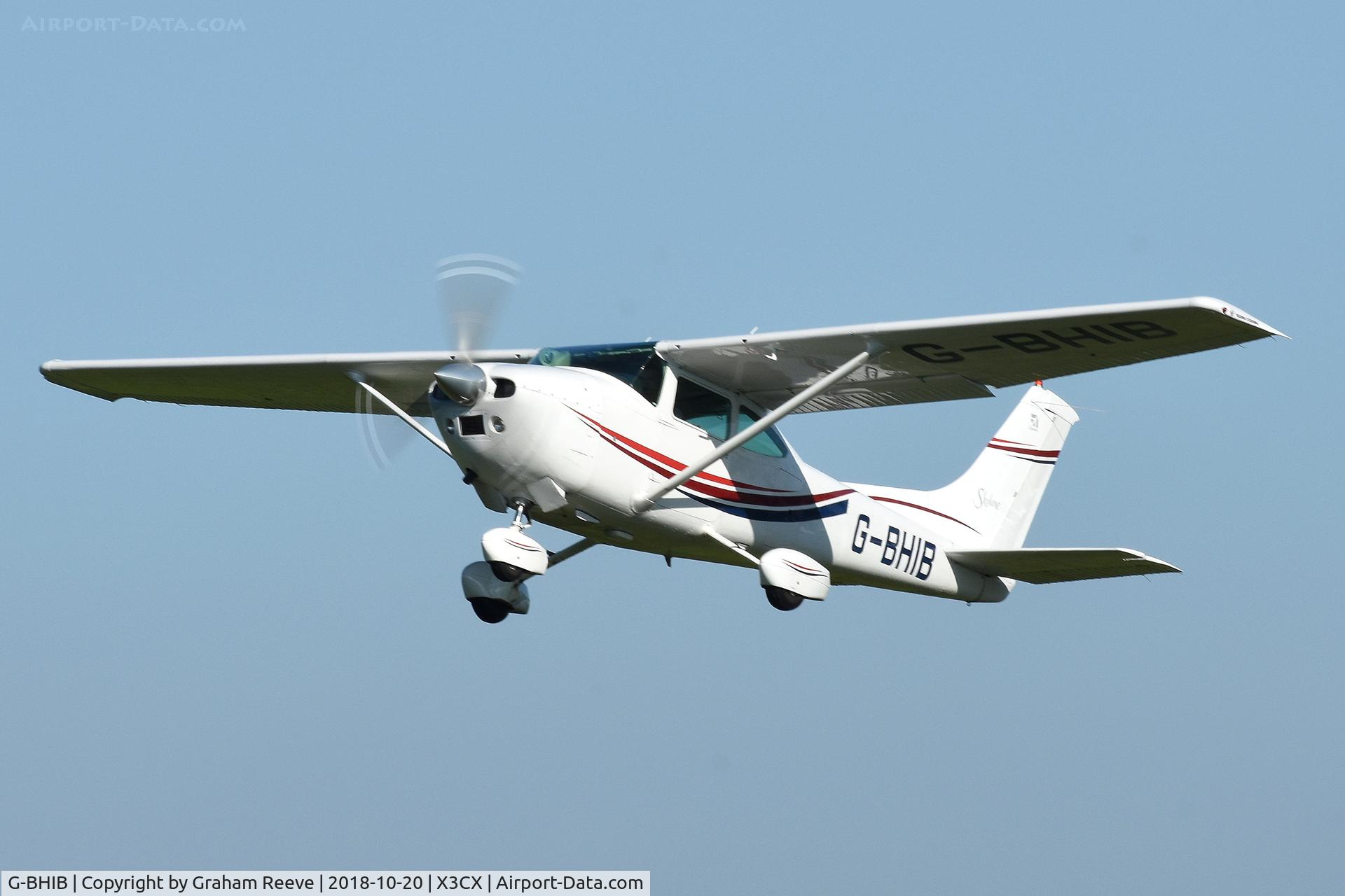 G-BHIB, 1980 Reims F182Q Skylane C/N 0134, Departing from Northrepps.