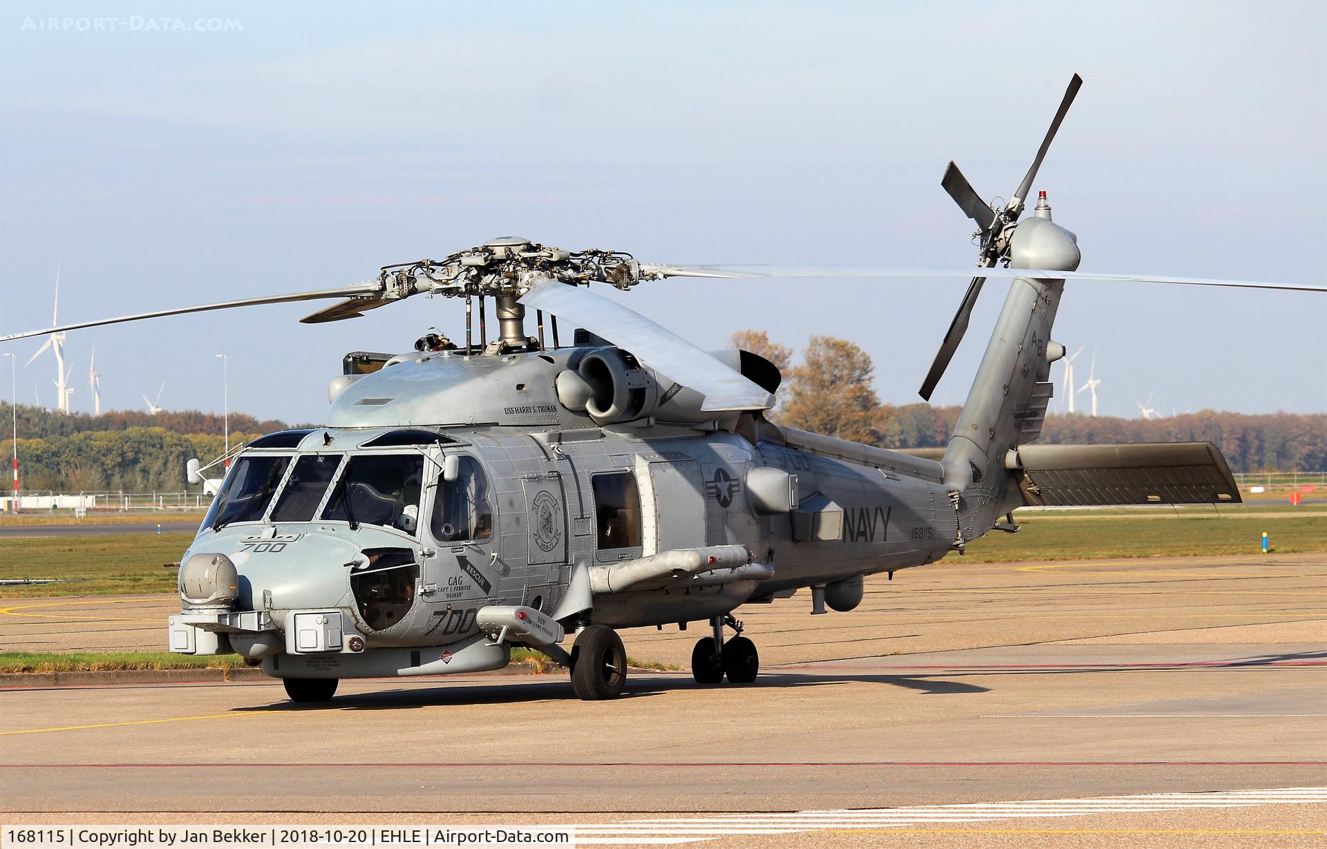 168115, Sikorsky MH-60R Seahawk C/N 70-4450, From the Aircraftcarrier CVN-75 USS Harry S. Truman at lelystad Airport