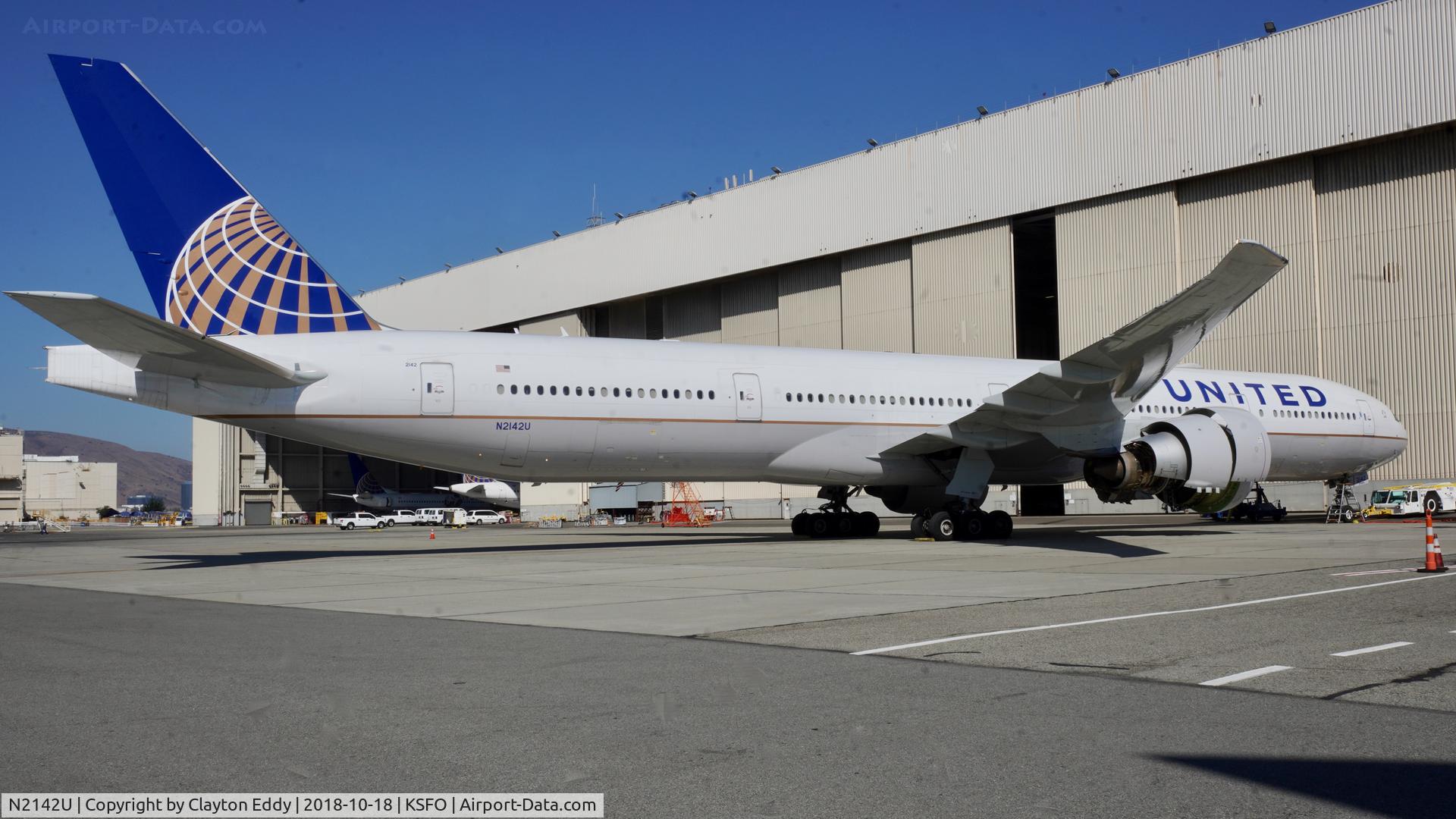 N2142U, 2017 Boeing 777-300/ER C/N 63722, SFO 2018.