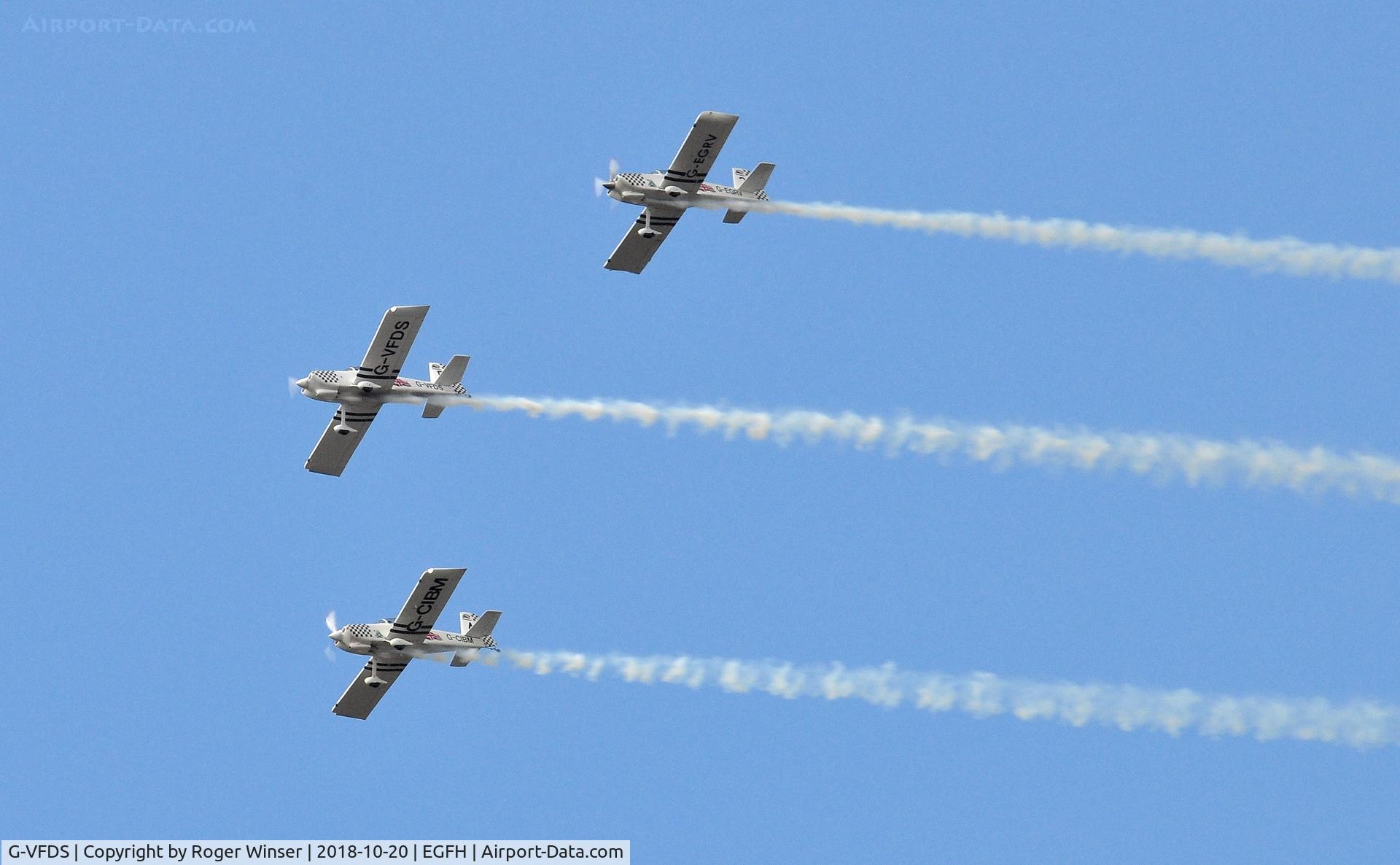G-VFDS, 2012 Vans RV-8 C/N PFA 303-14637, Raven 5 of Team Raven leading G-CIBM (Raven 4) and G-EGRV (Raven 5).