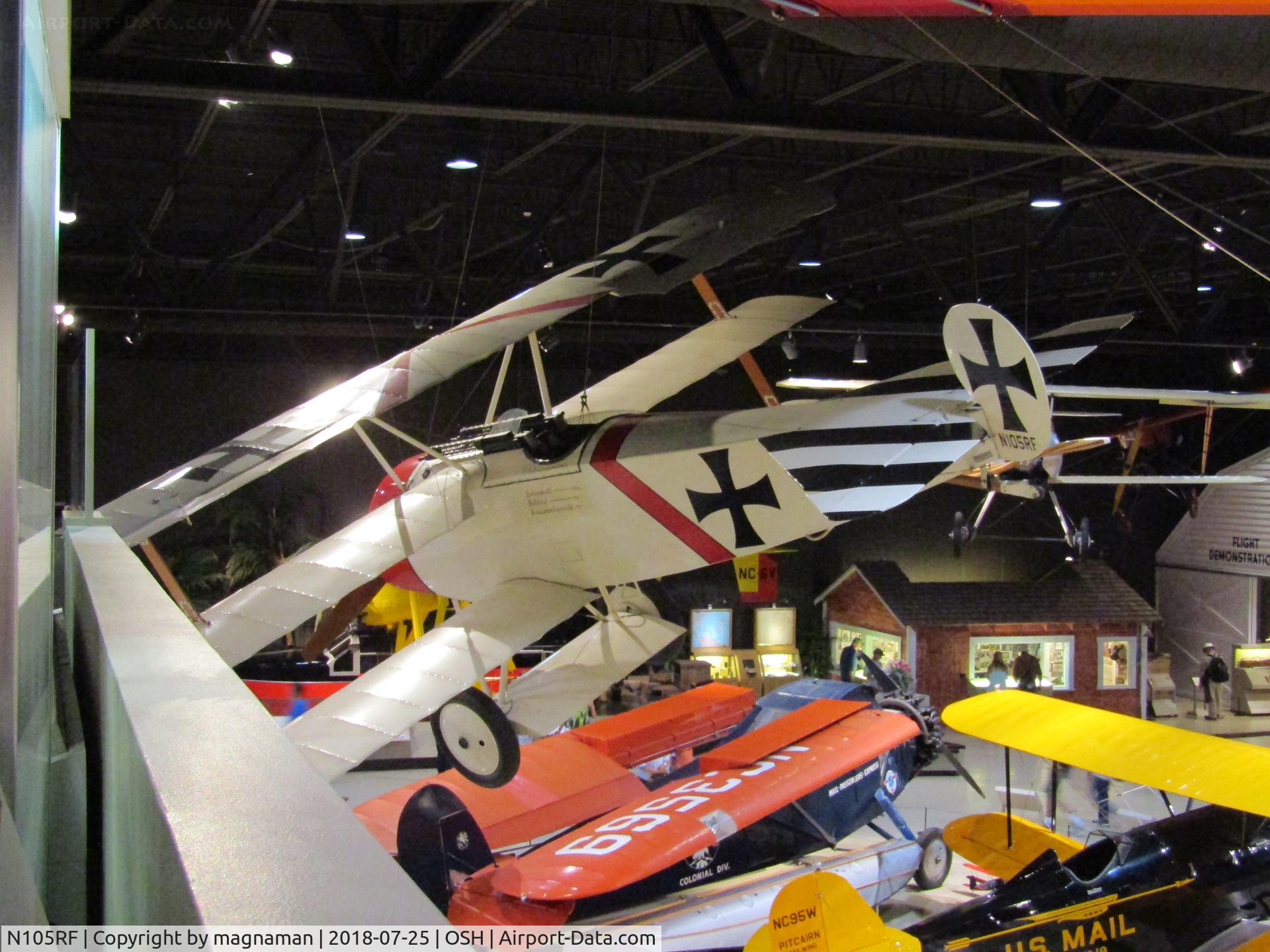 N105RF, 1964 Fokker Dr.1 Triplane Replica C/N 105, from gallery at EAA museum