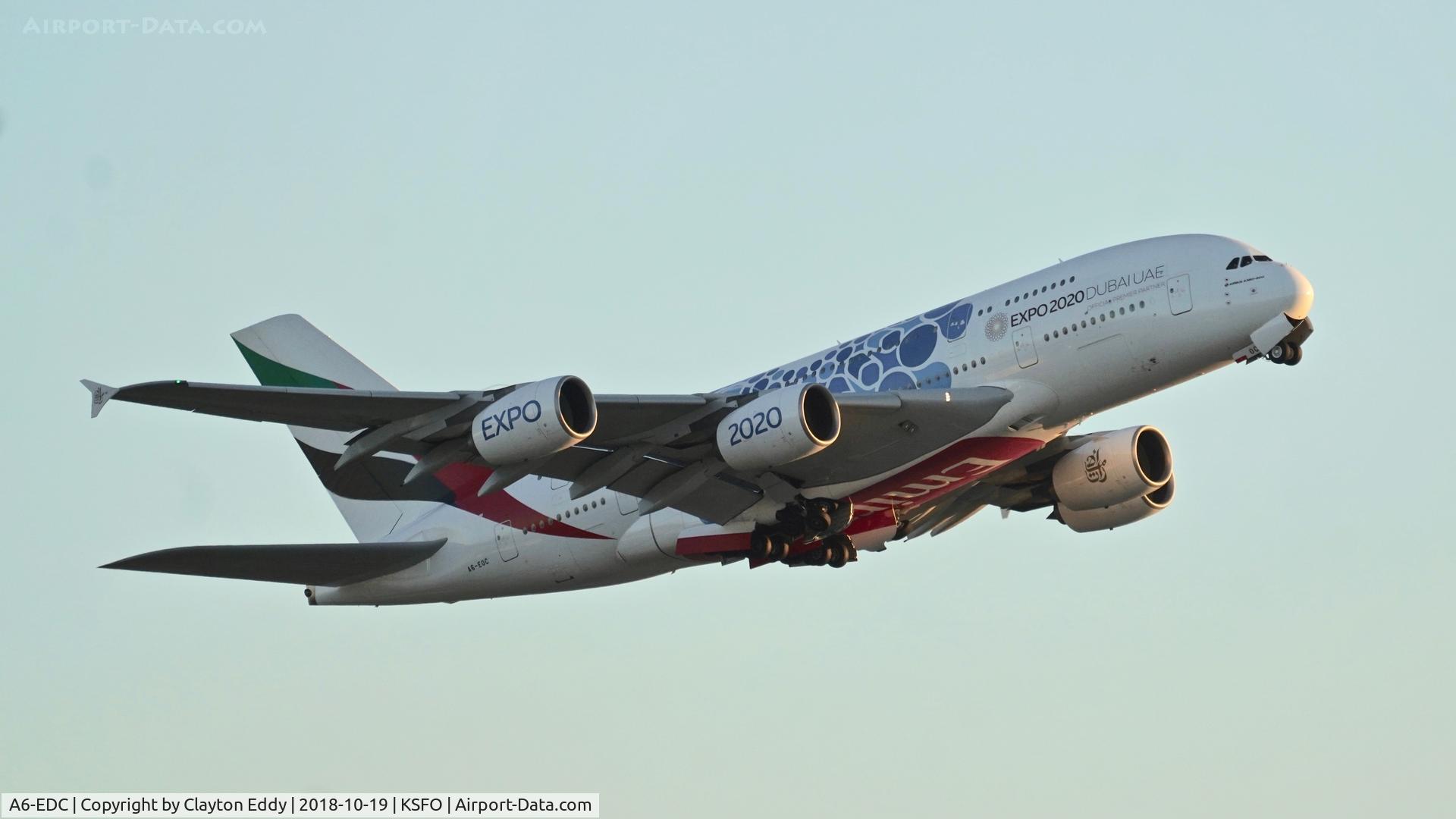 A6-EDC, 2008 Airbus A380-861 C/N 016, SFO 2018