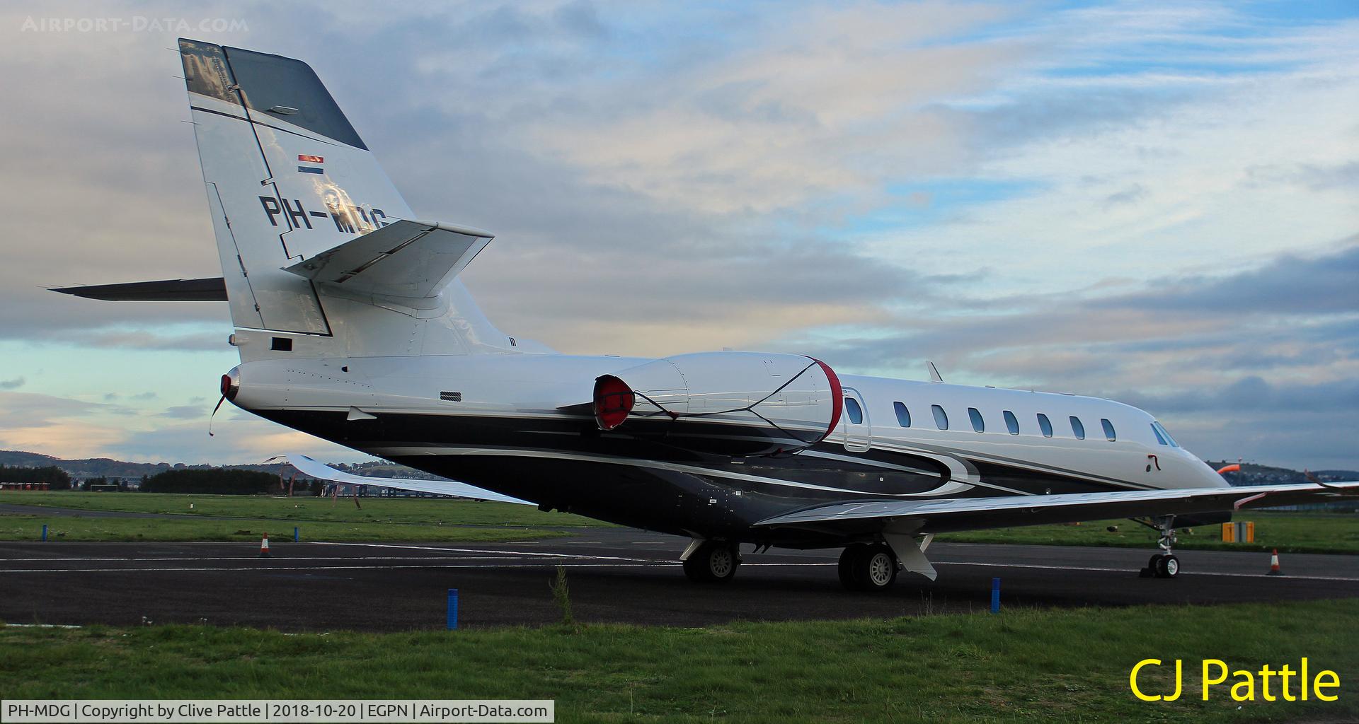 PH-MDG, 2016 Cessna 680 Citation Sovereign+ C/N 680-0561, Tail end at Dundee