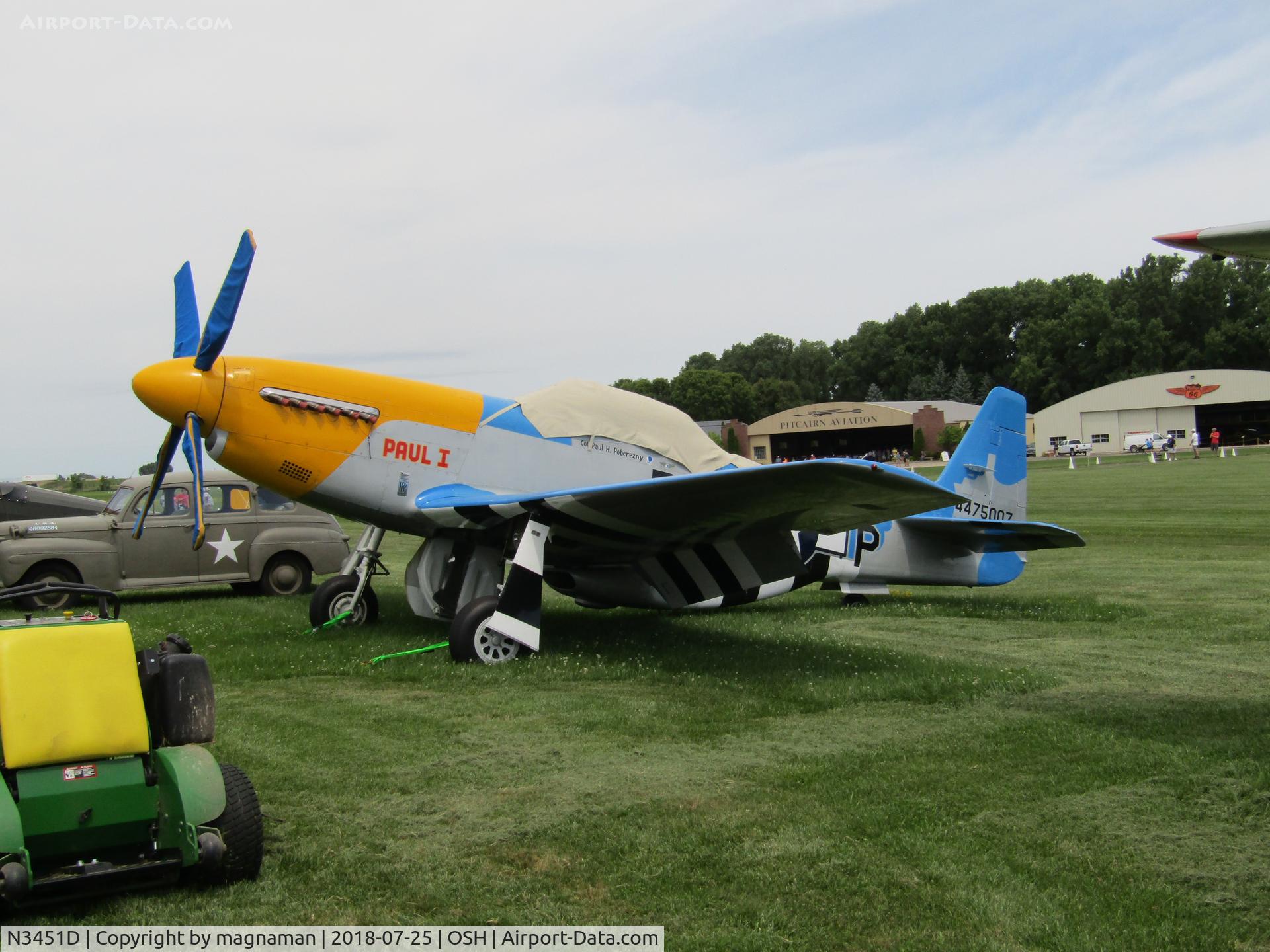 N3451D, 1944 North American F-51D Mustang C/N 122-41547, outside display at EAA