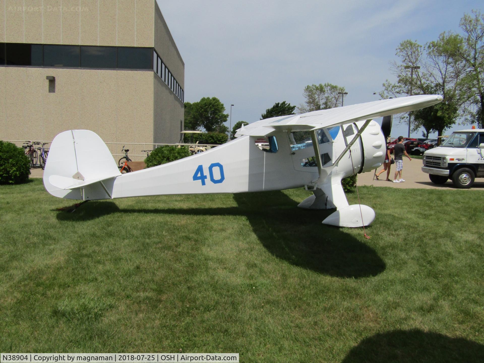 N38904, 1941 Monocoupe 90AW C/N A-827, in sun at EAA musuem