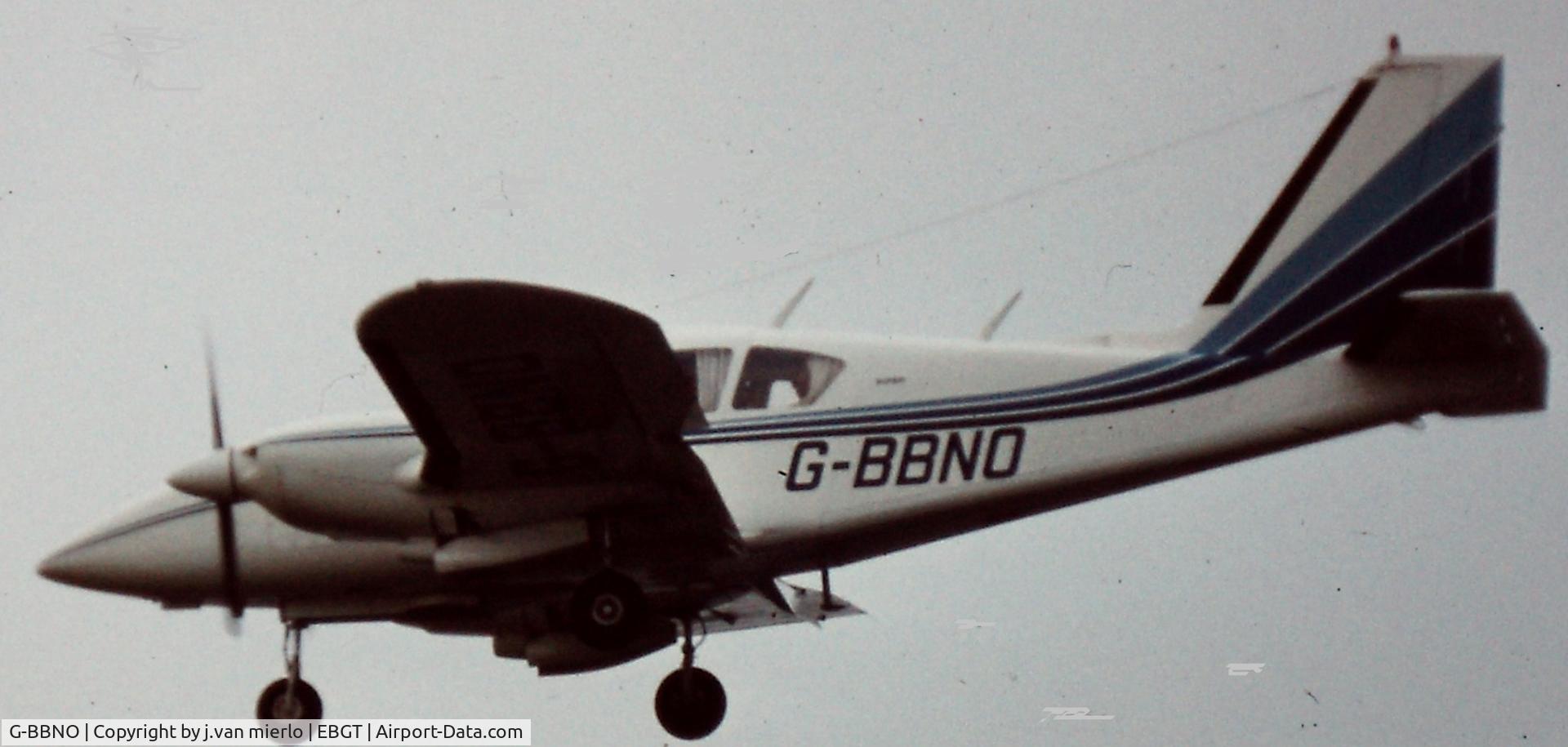 G-BBNO, 1971 Piper PA-23-250 Aztec C/N 27-4656, landing Ghent, Belgium '79
