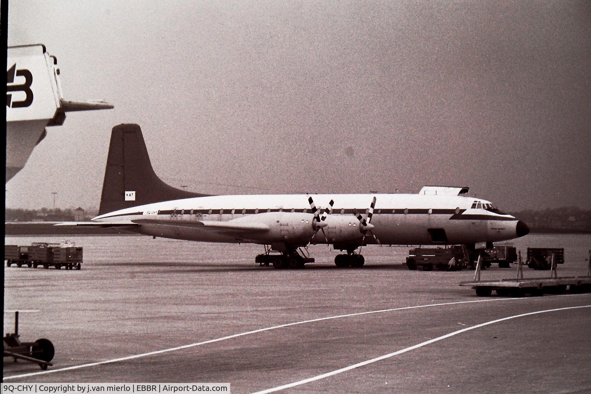 9Q-CHY, 1959 Bristol Britannia C.1 (175 Britannia 253F) C/N 13421, taken at BRUCARGO Brussels airport