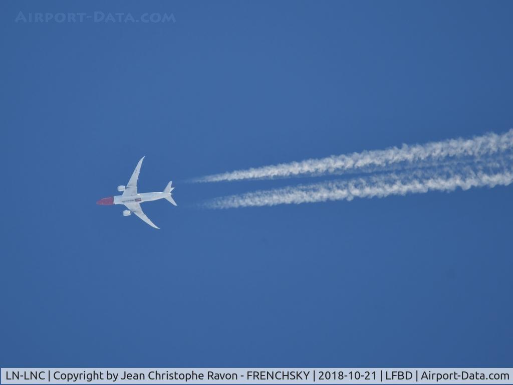 LN-LNC, 2013 Boeing 787-8 Dreamliner C/N 34795, NAX7075 level 360, Barcelona (BCN) to Oakland (OAK)
