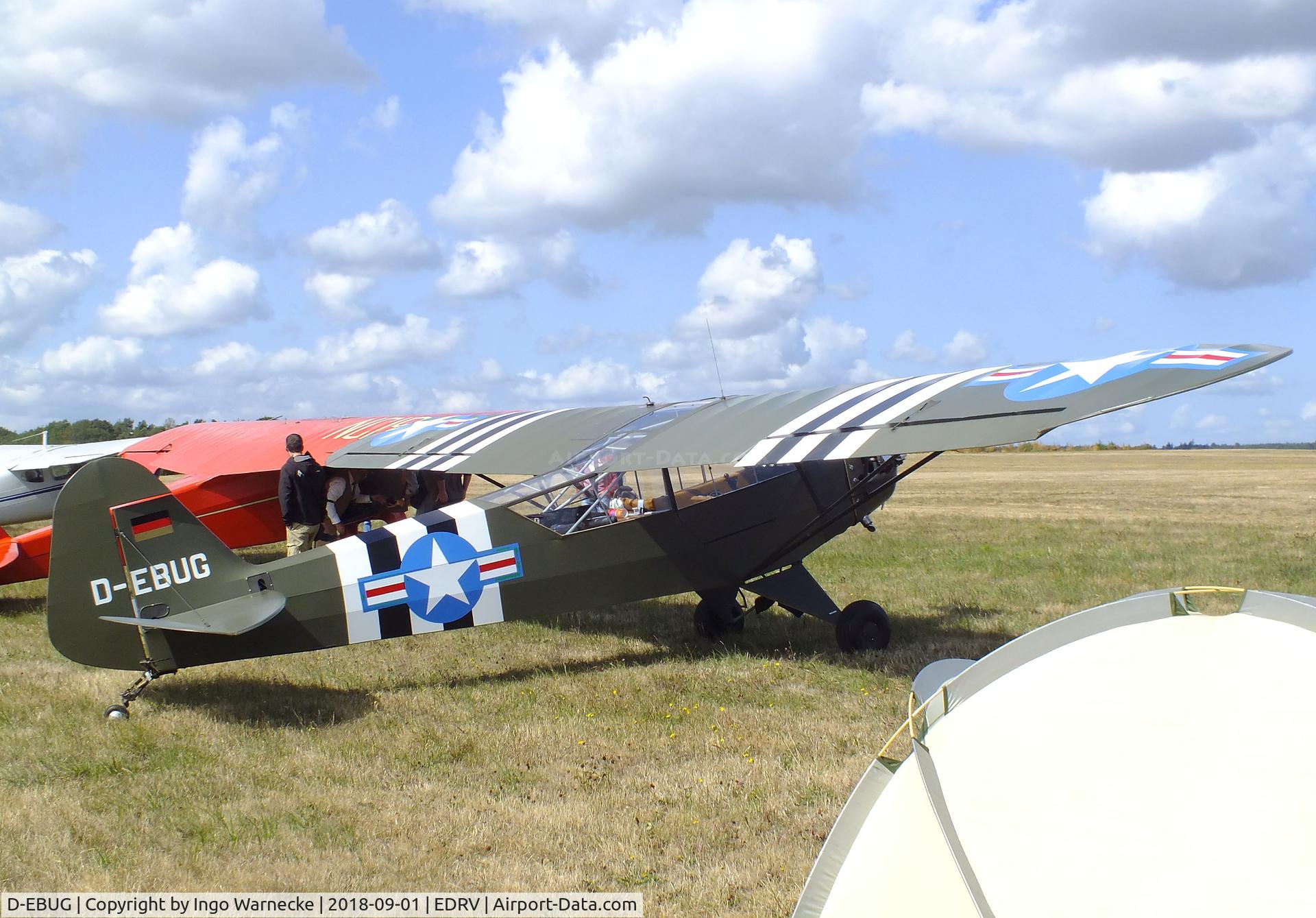 D-EBUG, 1944 Piper L-4H Grasshopper (J3C-65D) C/N 12324, Piper J3C-65 Cub at the 2018 Flugplatzfest Wershofen
