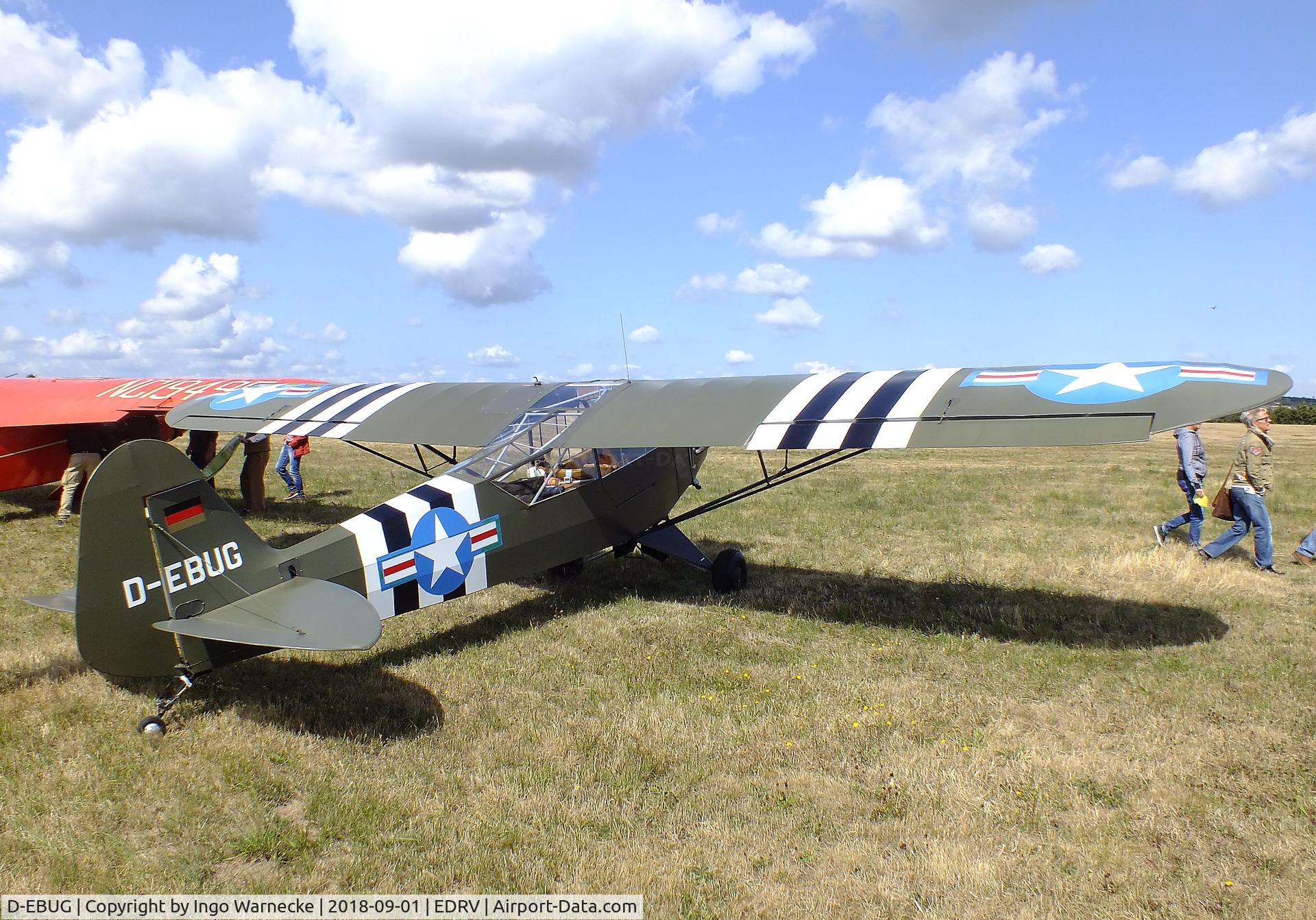 D-EBUG, 1944 Piper L-4H Grasshopper (J3C-65D) C/N 12324, Piper J3C-65 Cub at the 2018 Flugplatzfest Wershofen