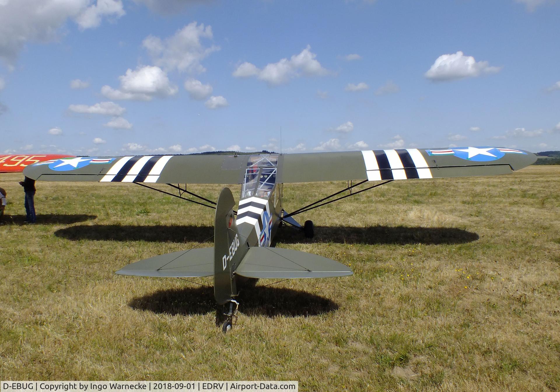 D-EBUG, 1944 Piper L-4H Grasshopper (J3C-65D) C/N 12324, Piper J3C-65 Cub at the 2018 Flugplatzfest Wershofen