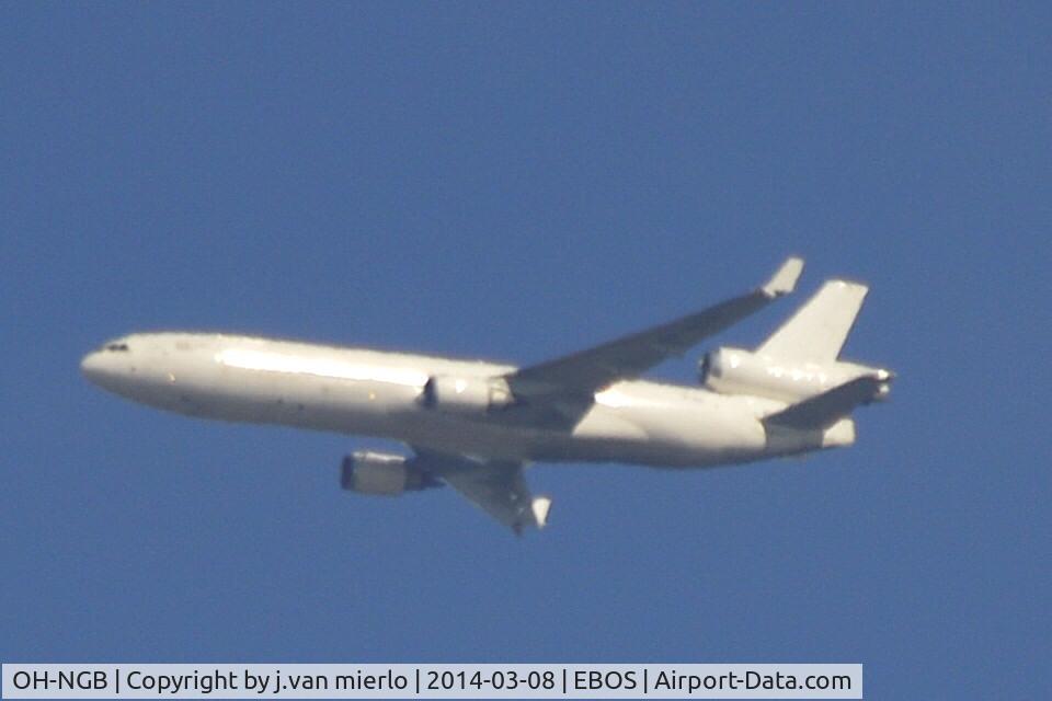 OH-NGB, 1995 McDonnell Douglas MD-11F C/N 48546, approaching EBOS
