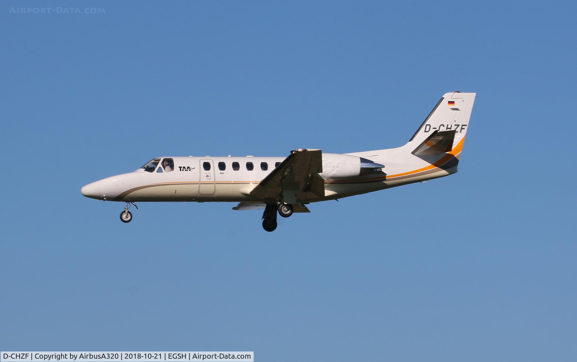 D-CHZF, 1999 Cessna 550 Citation Bravo C/N 550-0866, Arriving at NWI on a emergency ambulance flight from Palma