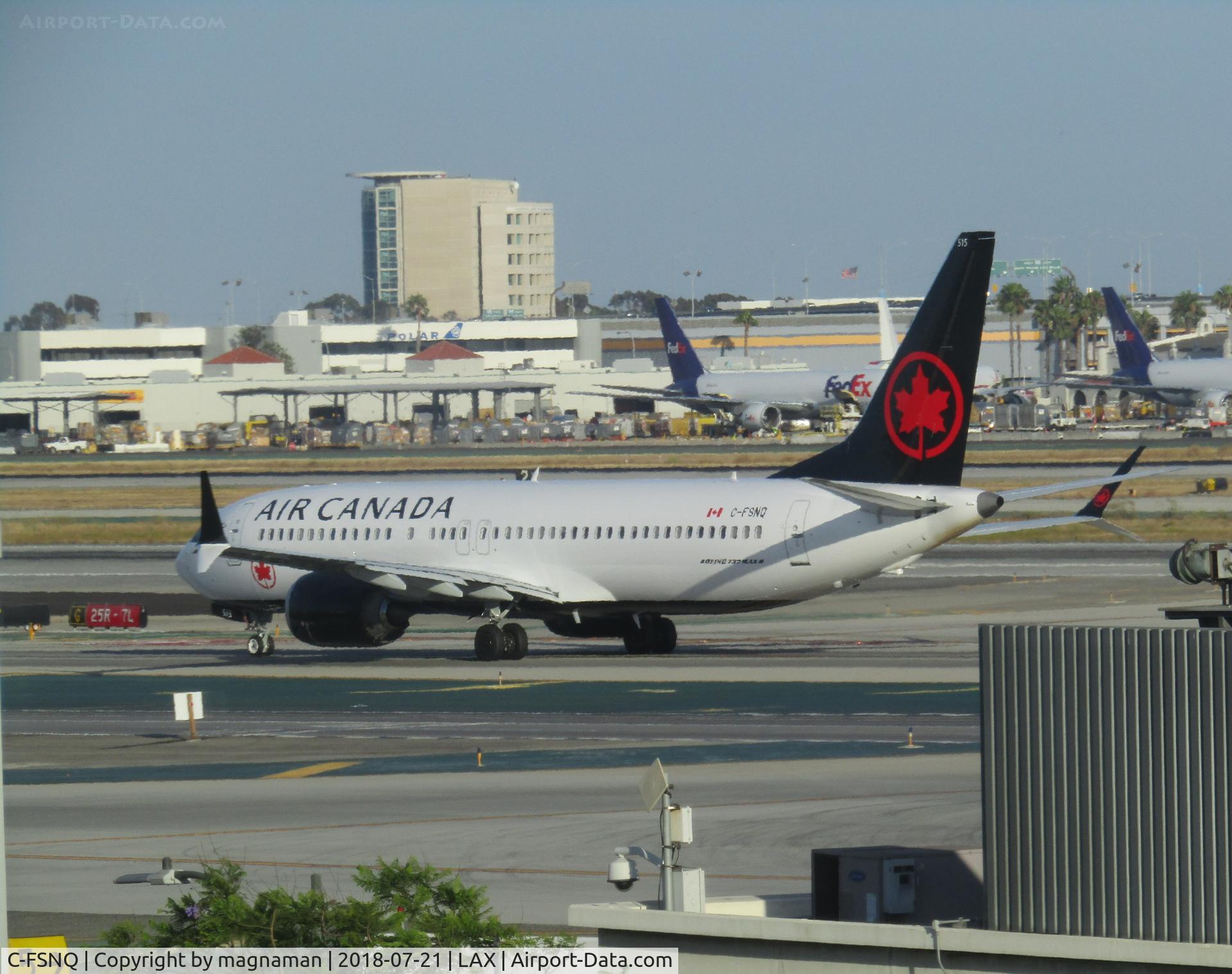 C-FSNQ, 2018 Boeing 737-8 MAX C/N 61222, taxying at LAX