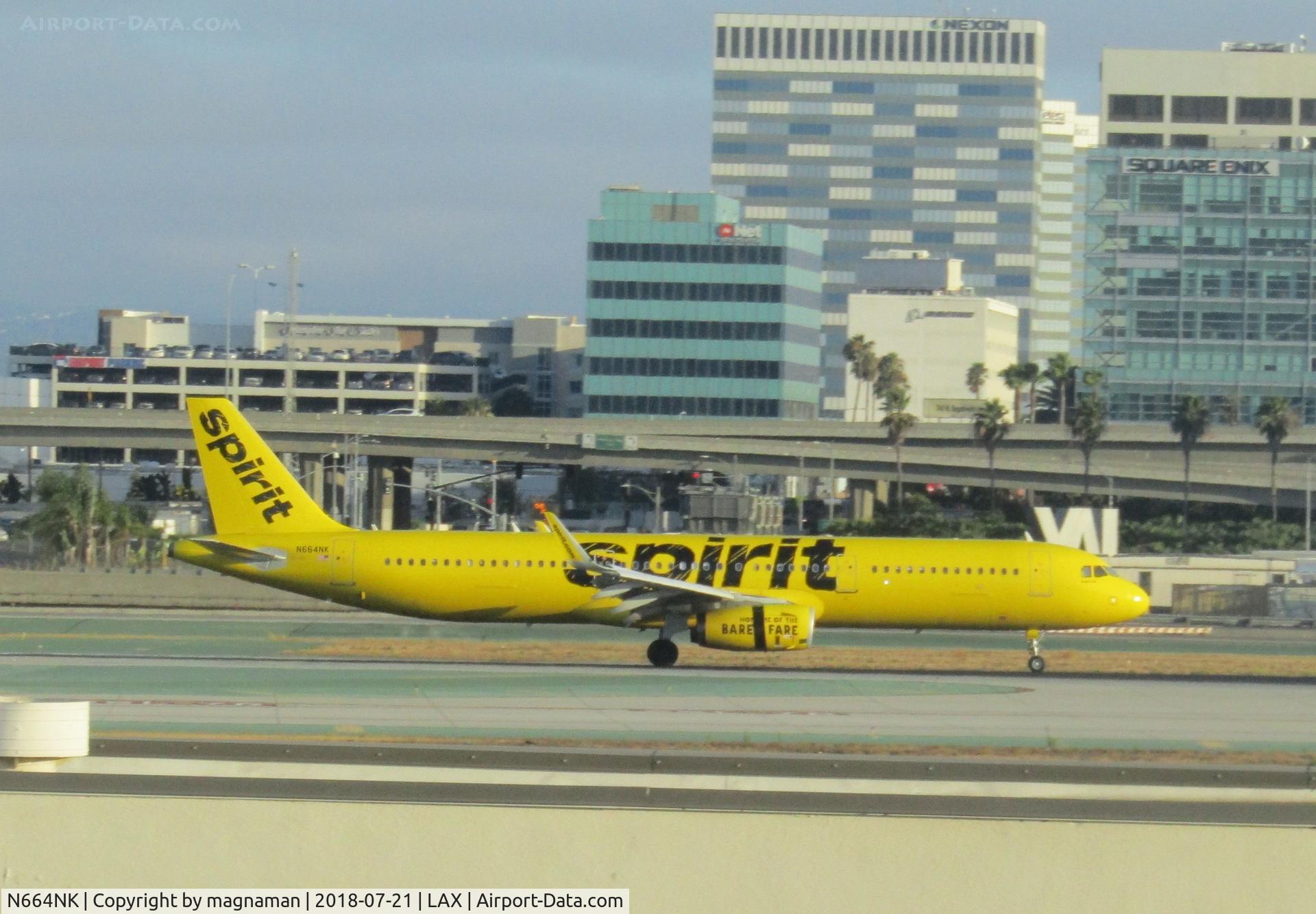 N664NK, 2016 Airbus A321-231 C/N 7021, landing at LAX