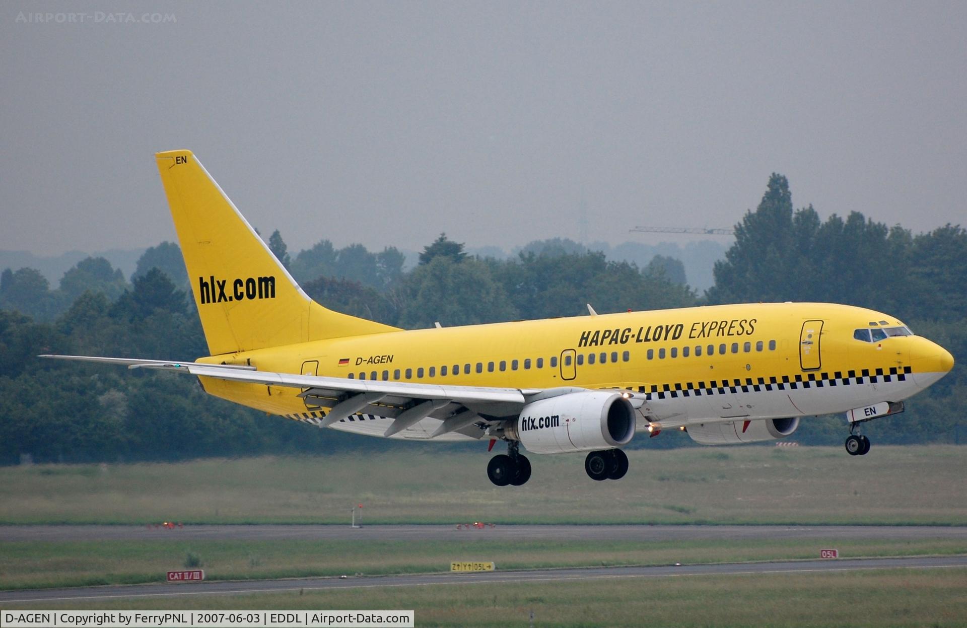 D-AGEN, 1998 Boeing 737-75B C/N 28100, Hapag LLoyd Express B737 landing